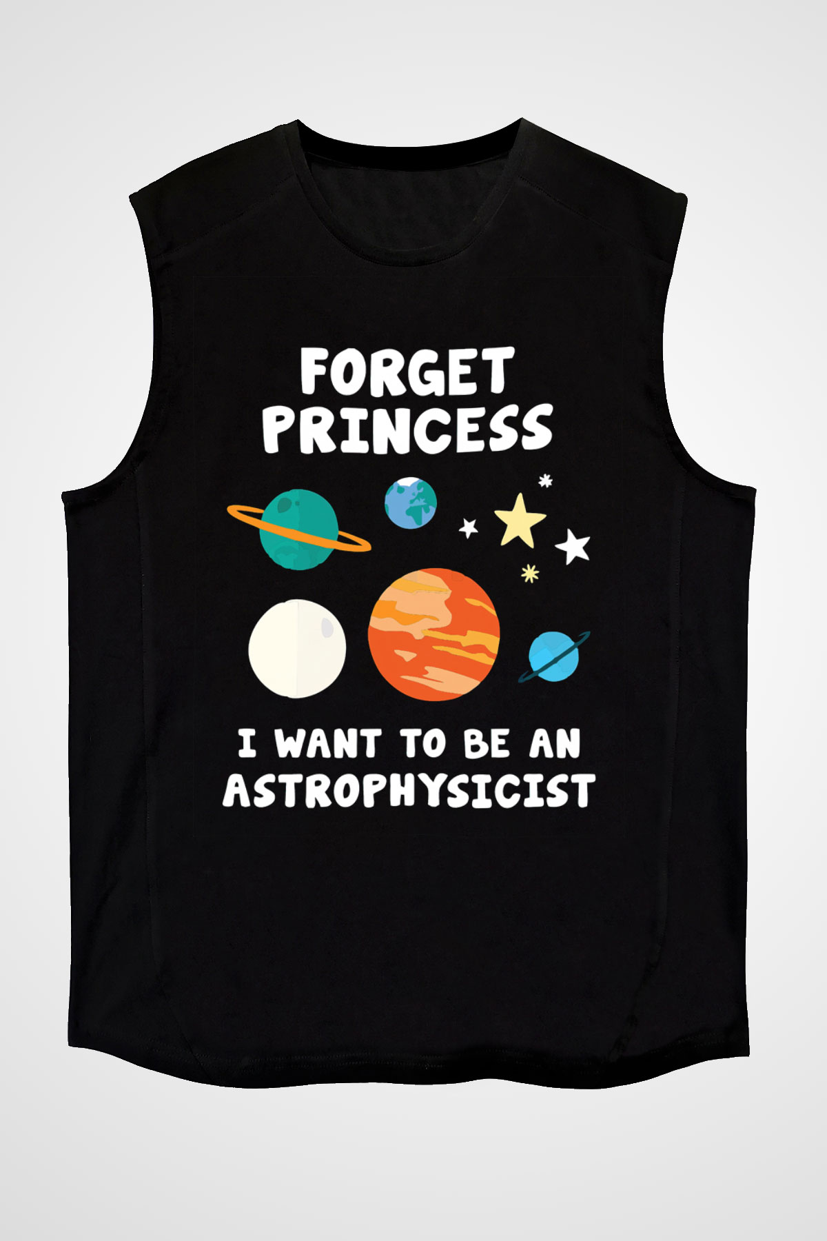 Astrofizikçi Siyah Unisex Kolsuz Tişört