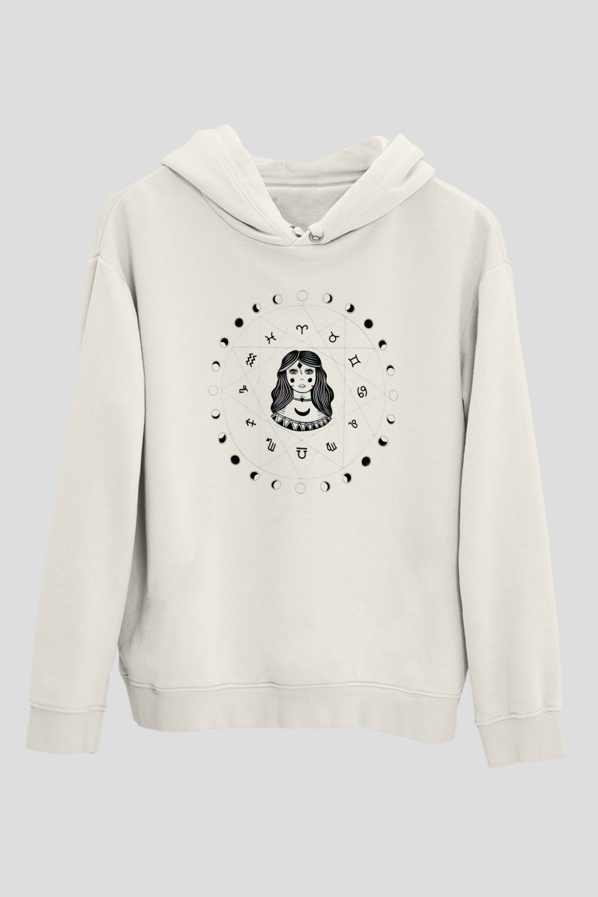 Astrolog Beyaz Unisex Kapüşonlu Sweatshirt