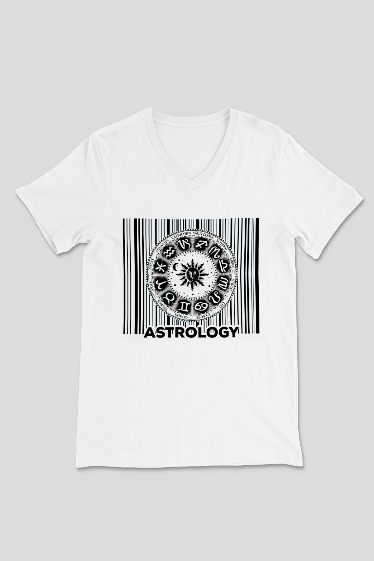 Astrolog Beyaz Unisex V Yaka Tişört