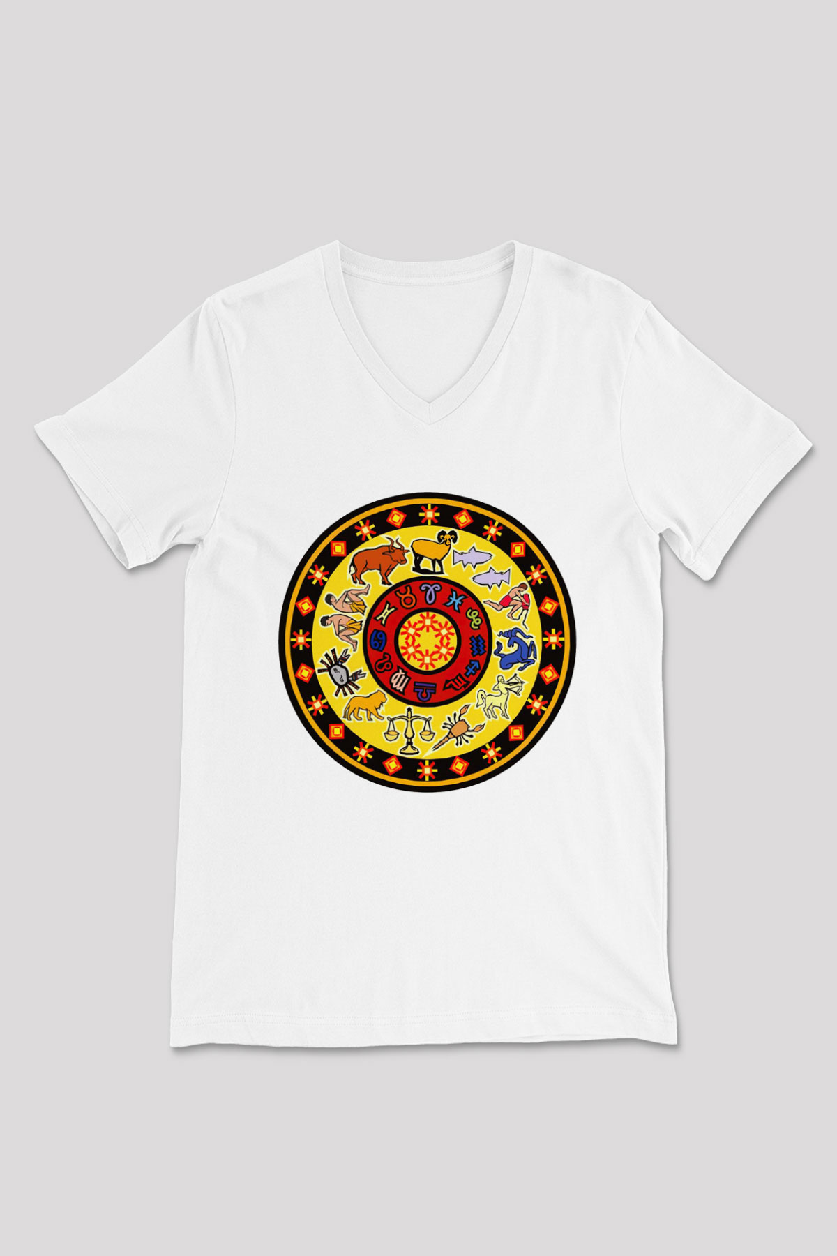 Astrolog Beyaz Unisex V Yaka Tişört T-Shirt