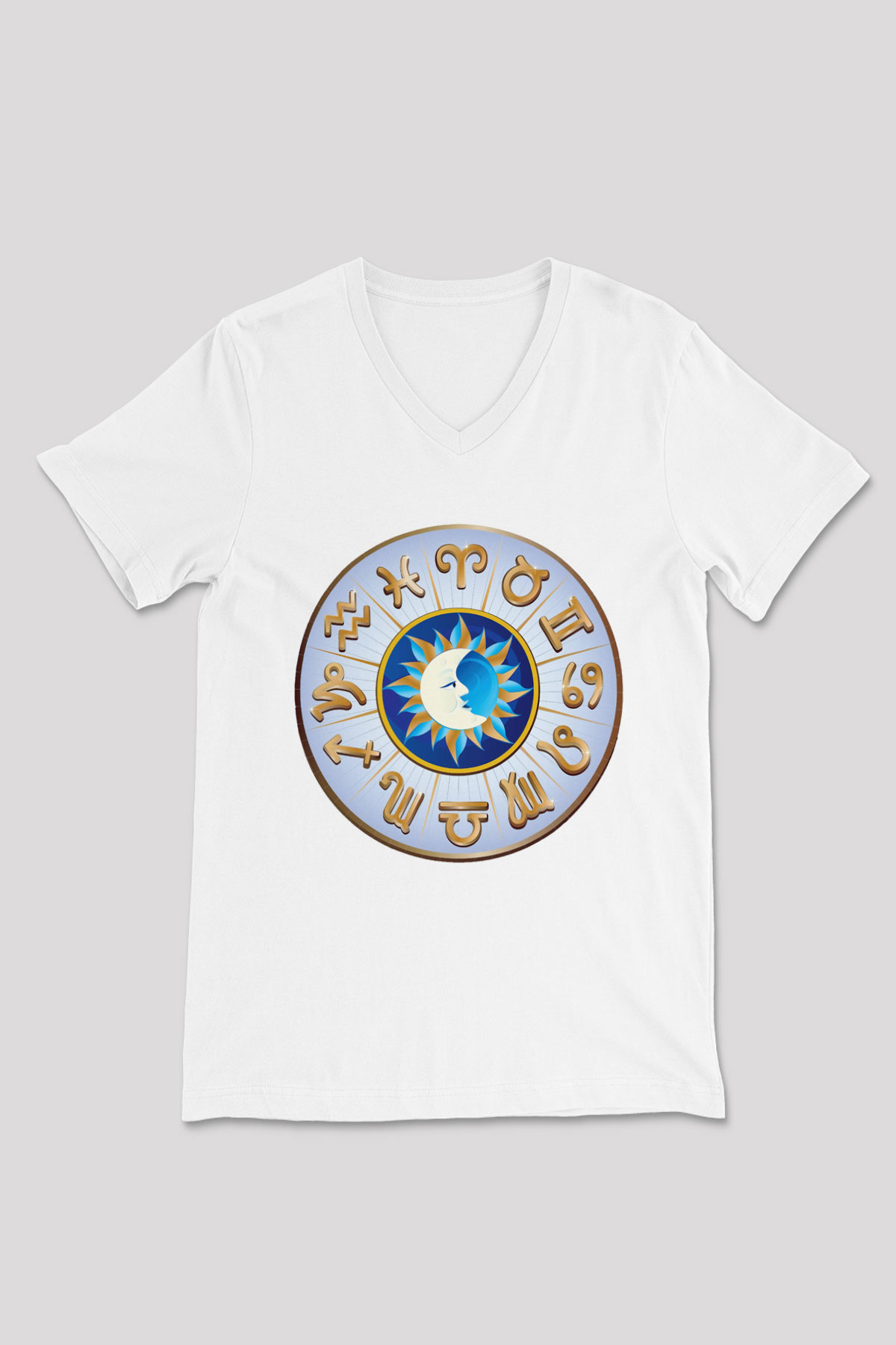 Astrolog Beyaz Unisex V Yaka Tişört T-Shirt