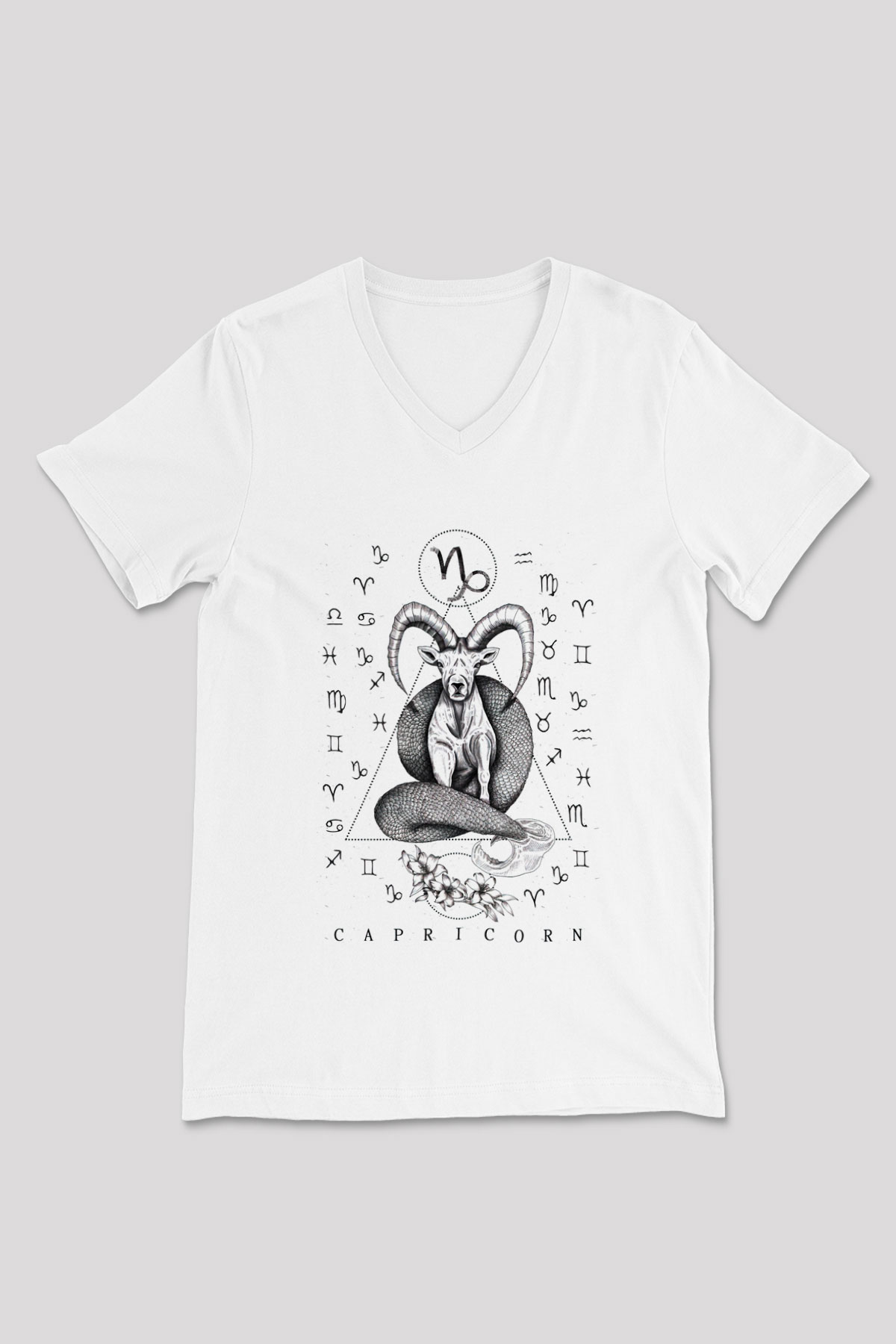 Astrolog Beyaz Unisex V Yaka Tişört T-Shirt