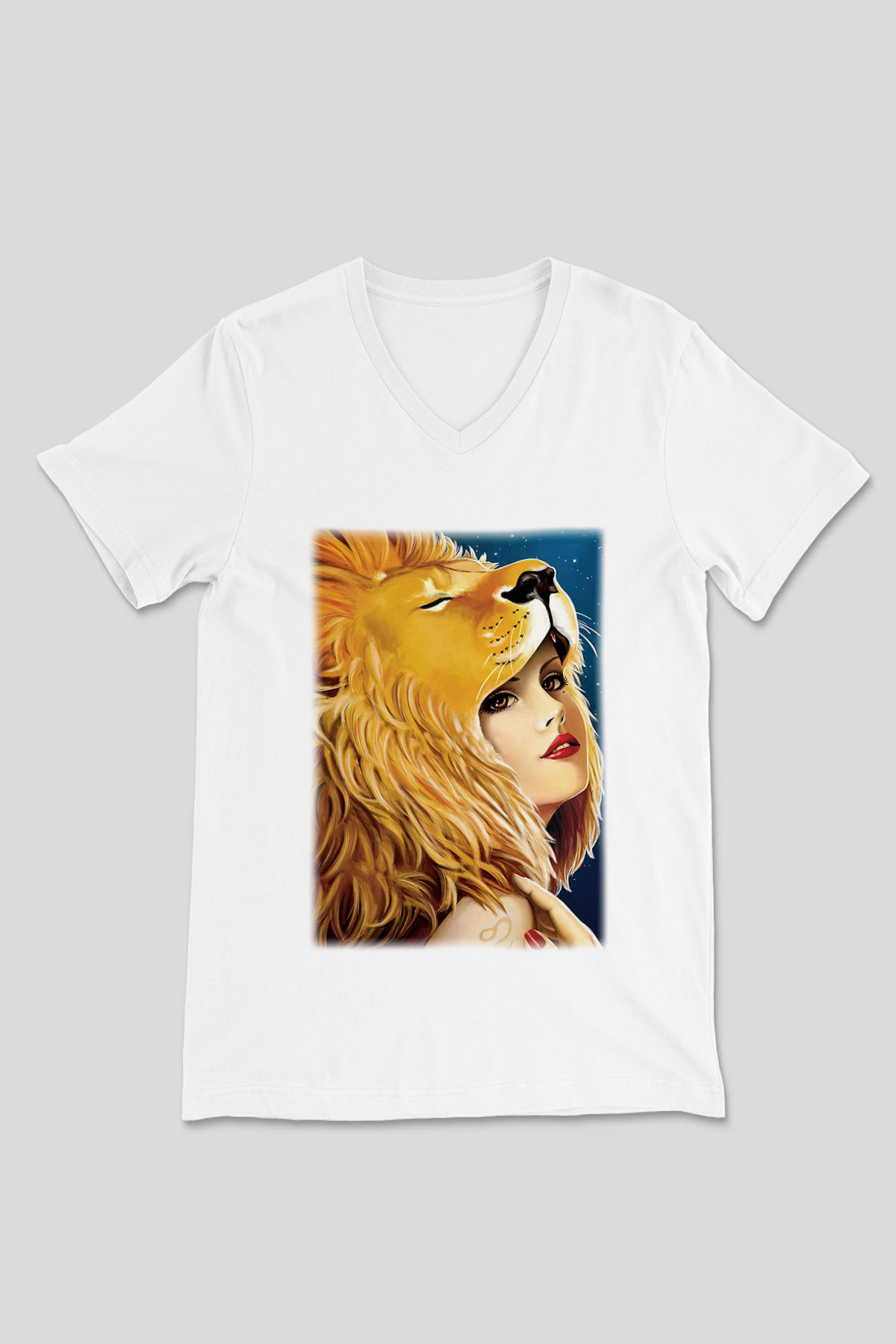 Astrolog Beyaz Unisex V Yaka Tişört T-Shirt