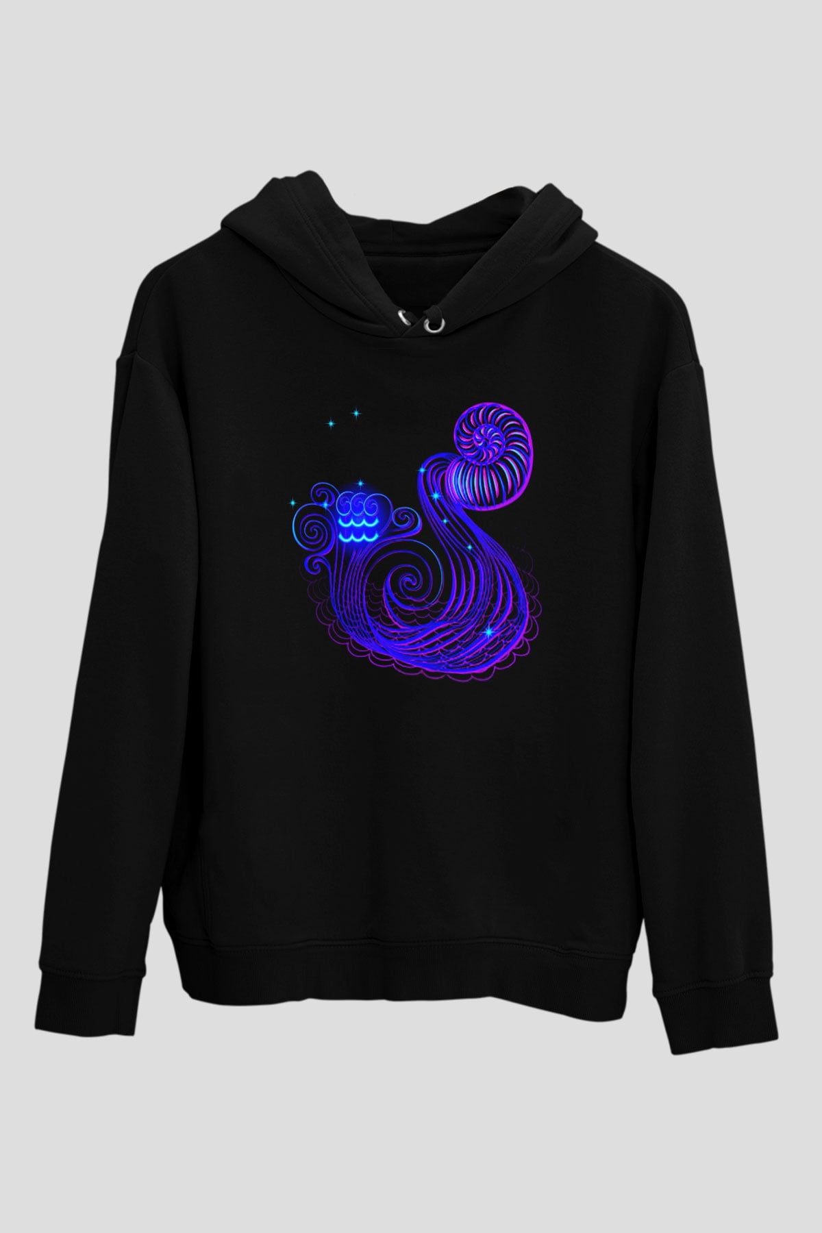 Astrolog Siyah Unisex Kapşonlu Sweatshirt