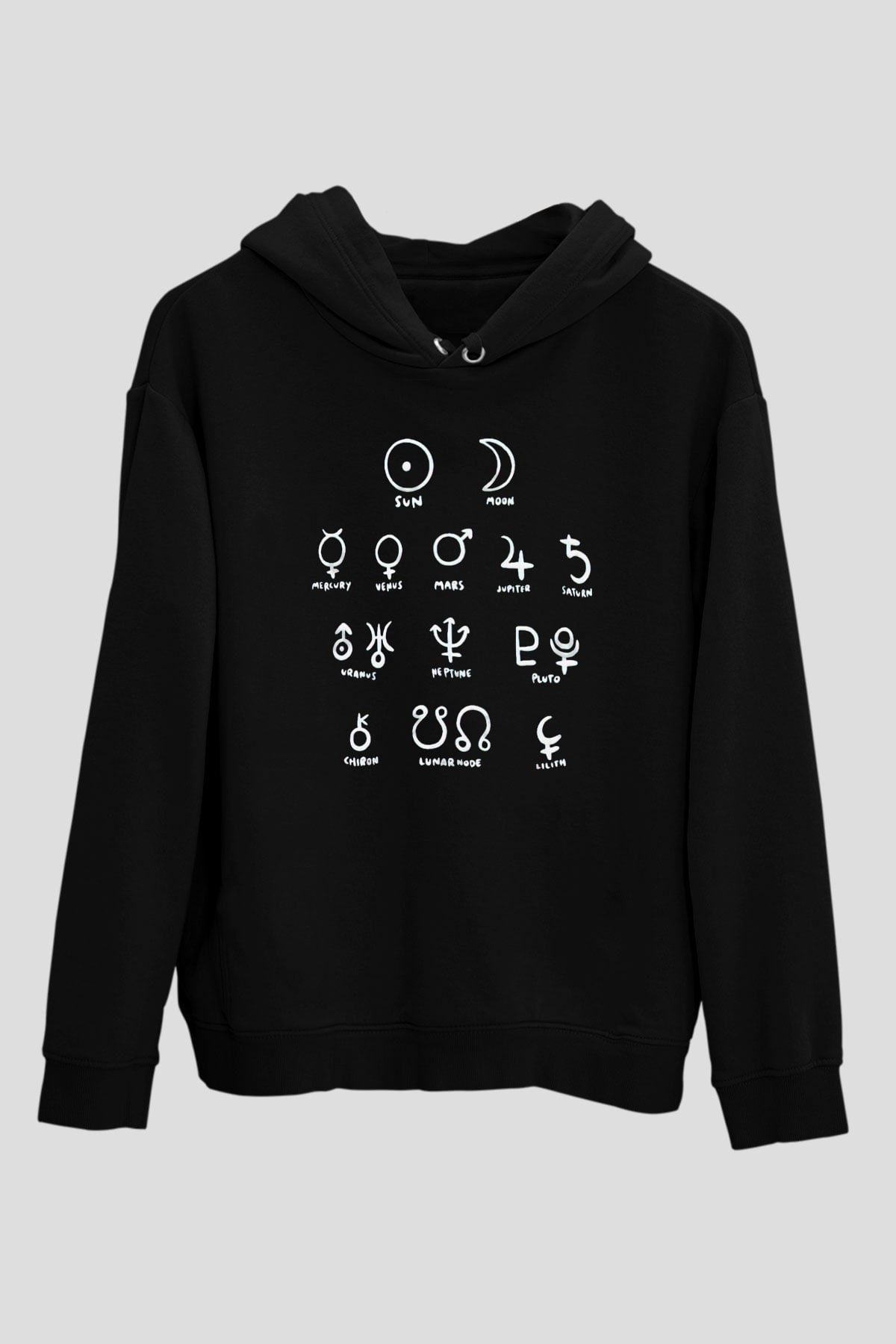 Astrolog Siyah Unisex Kapüşonlu Sweatshirt