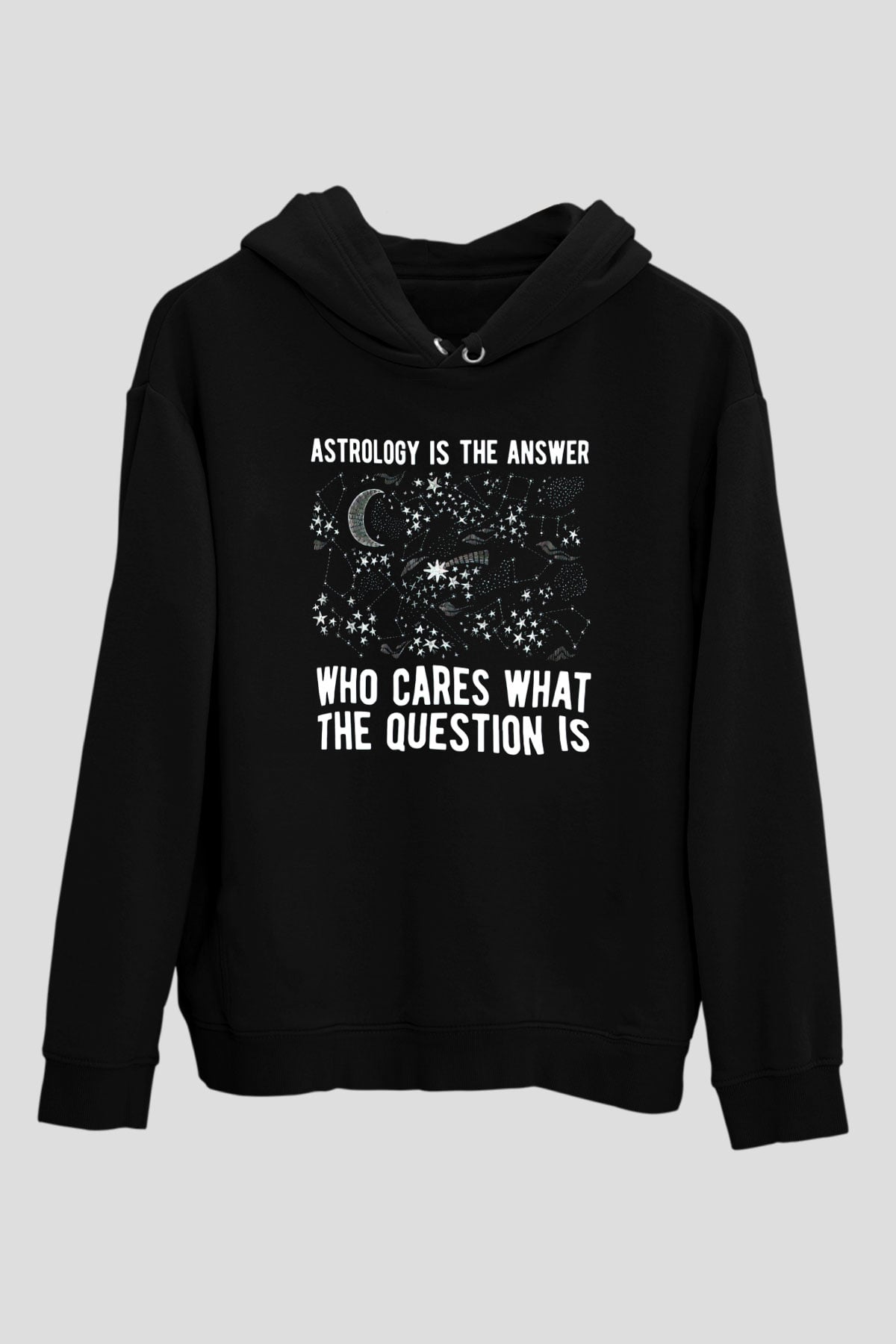 Astrolog Siyah Unisex Kapüşonlu Sweatshirt