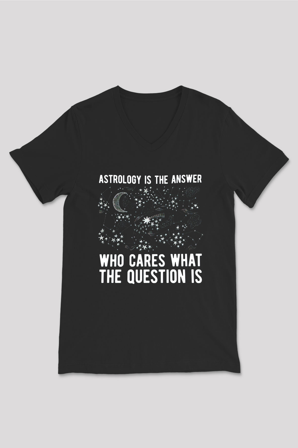 Astrolog Siyah Unisex V Yaka Tişört