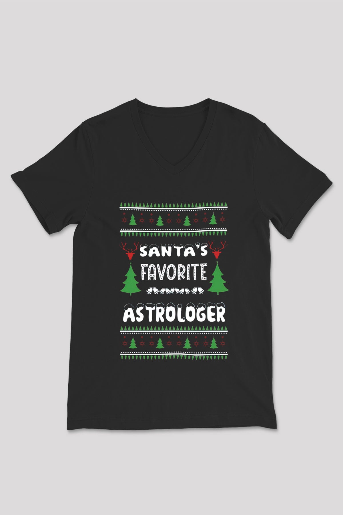 Astrolog Siyah Unisex V Yaka Tişört