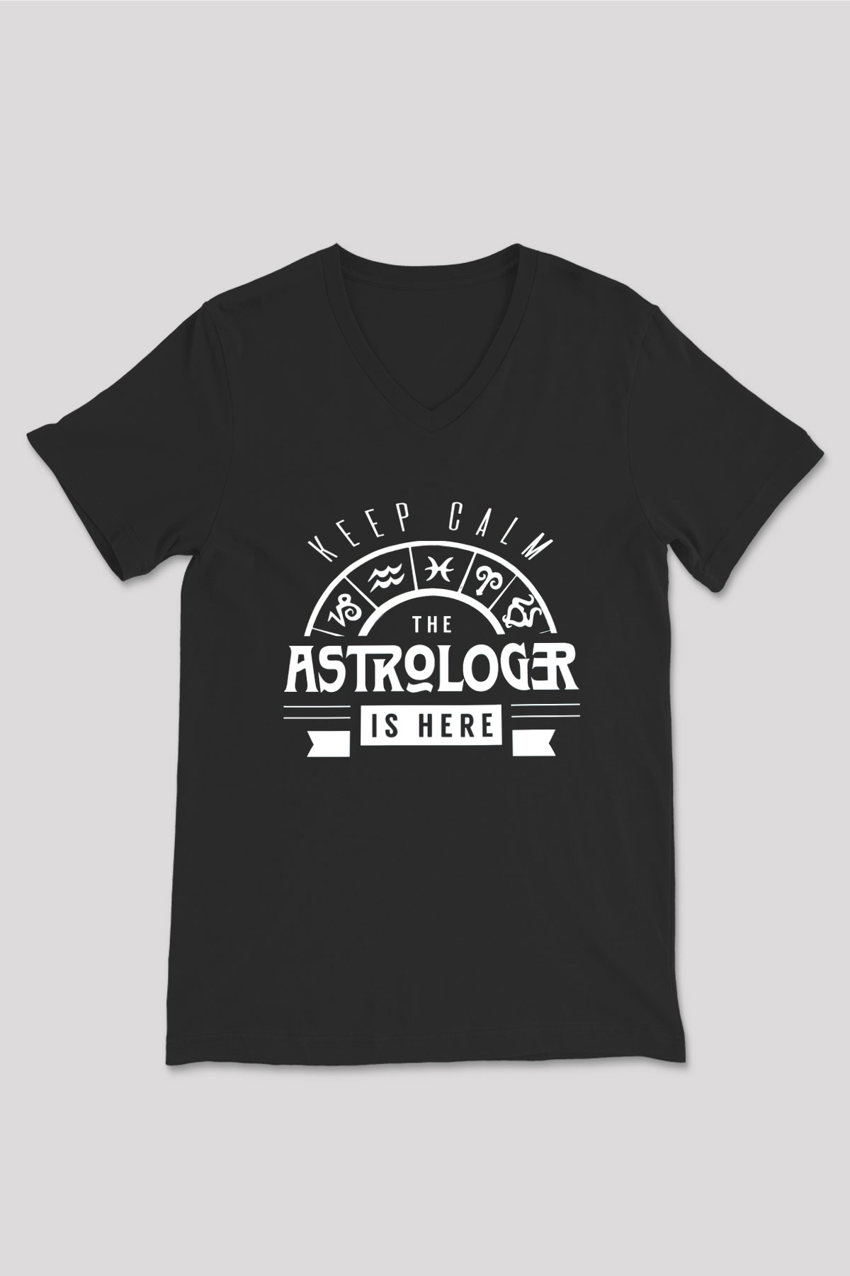 Astrolog Siyah Unisex V Yaka Tişört