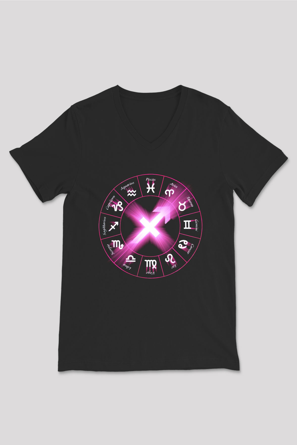 Astrolog Siyah Unisex V Yaka Tişört T-Shirt
