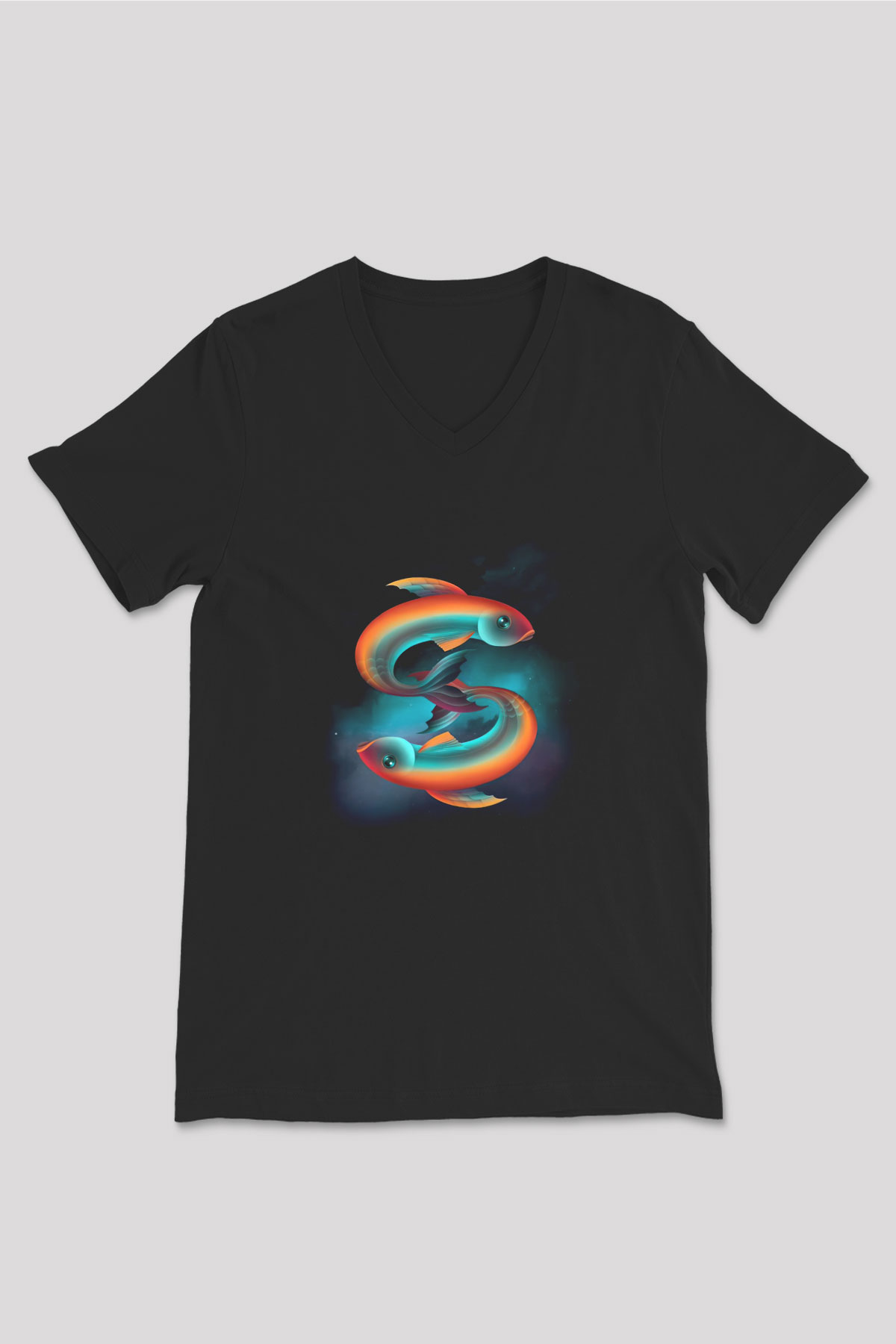 Astrolog Siyah Unisex V Yaka Tişört T-Shirt