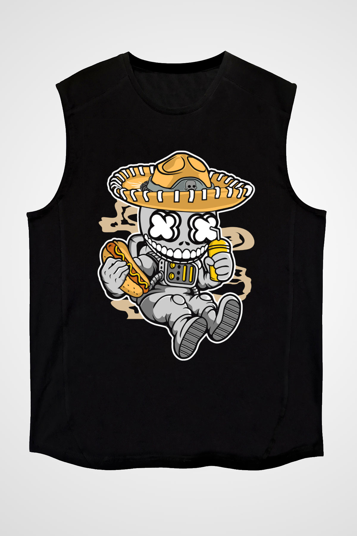 Astronaut Skull Of The Dead Baskılı Unisex Siyah Kolsuz Tişört