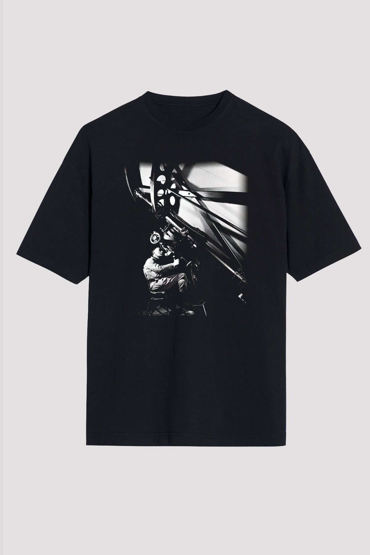 Astronom Siyah Unisex Oversize Tişört T-Shirt