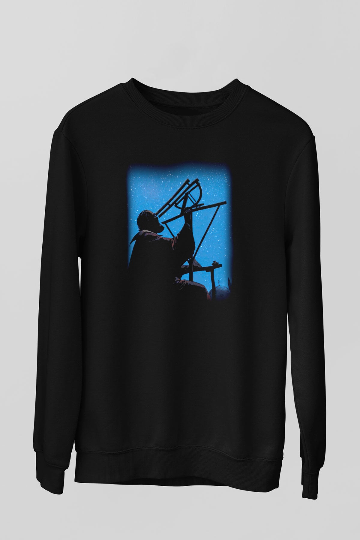 Astronom Siyah Unisex Sweatshirt