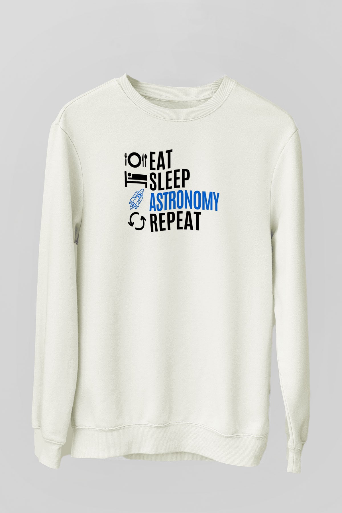 Astronomi Baskılı Unisex Ekru Sweatshirt