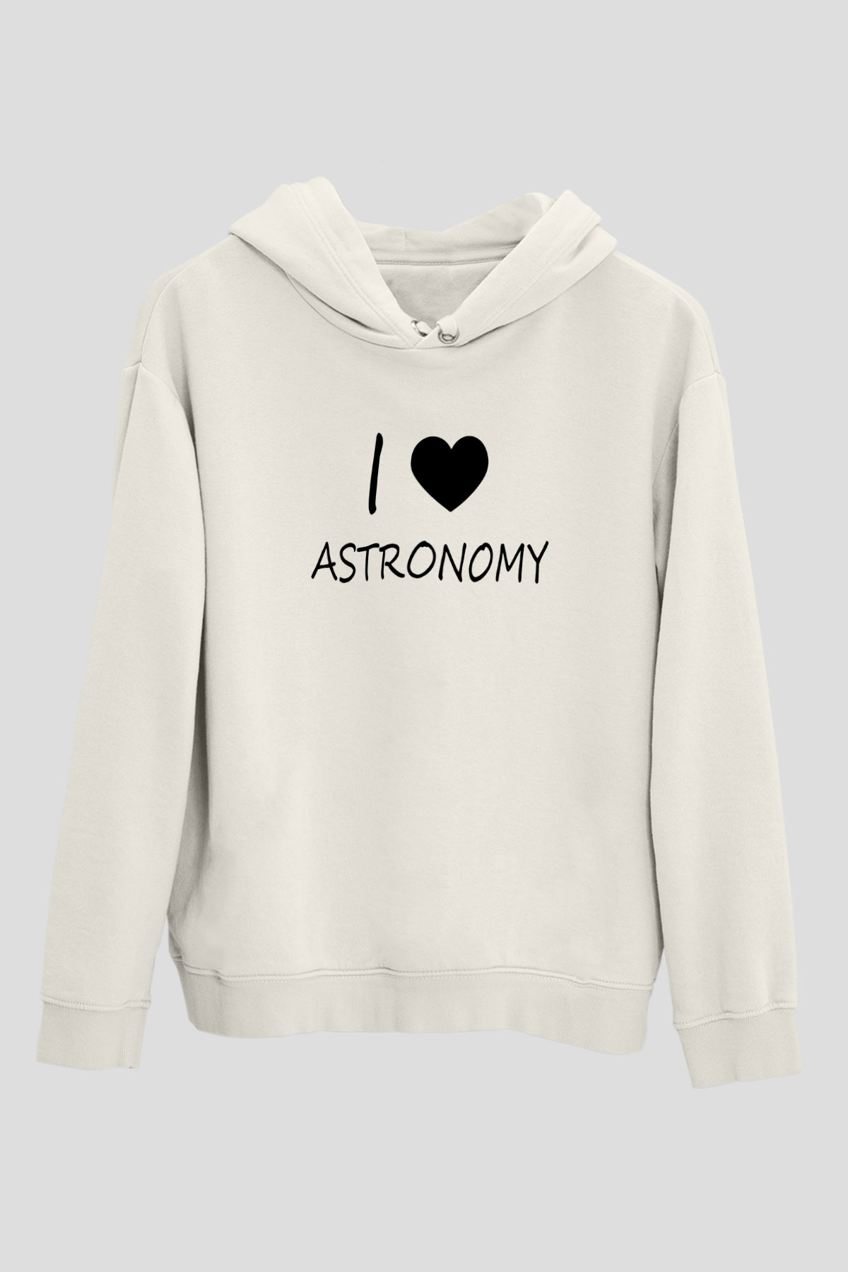 Astronomi Sevenler Baskılı Unisex Ekru Hoodie