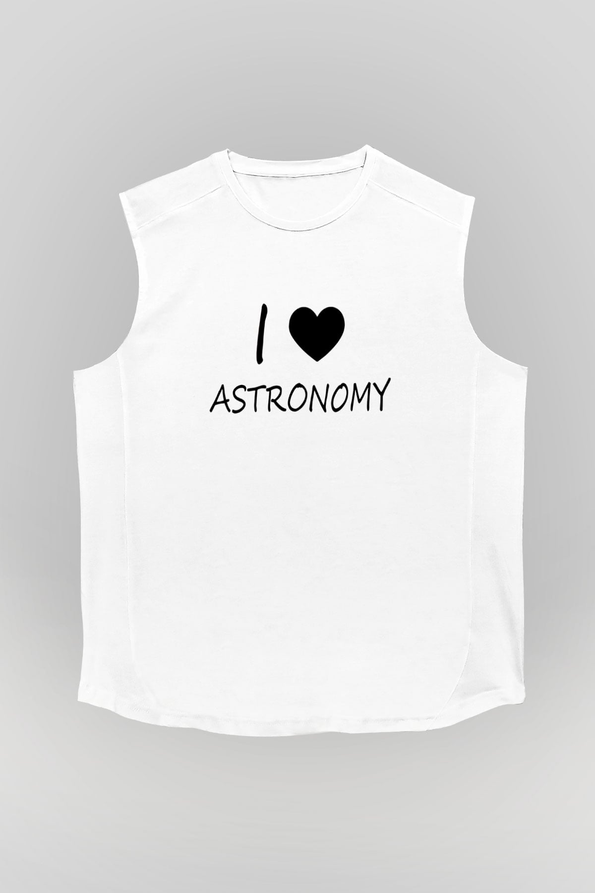 Astronomi Sevenler Baskılı Unisex Kolsuz Beyaz Tişört - Tshirt