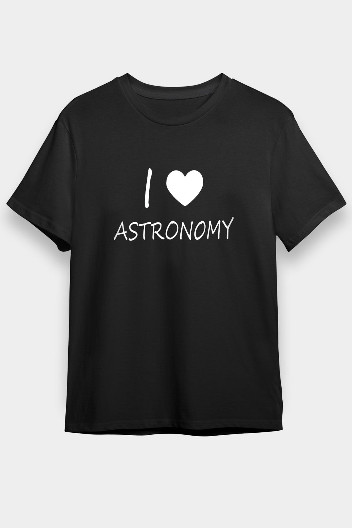 Astronomi Sevenler Baskılı Unisex Siyah Tişört - Tshirt