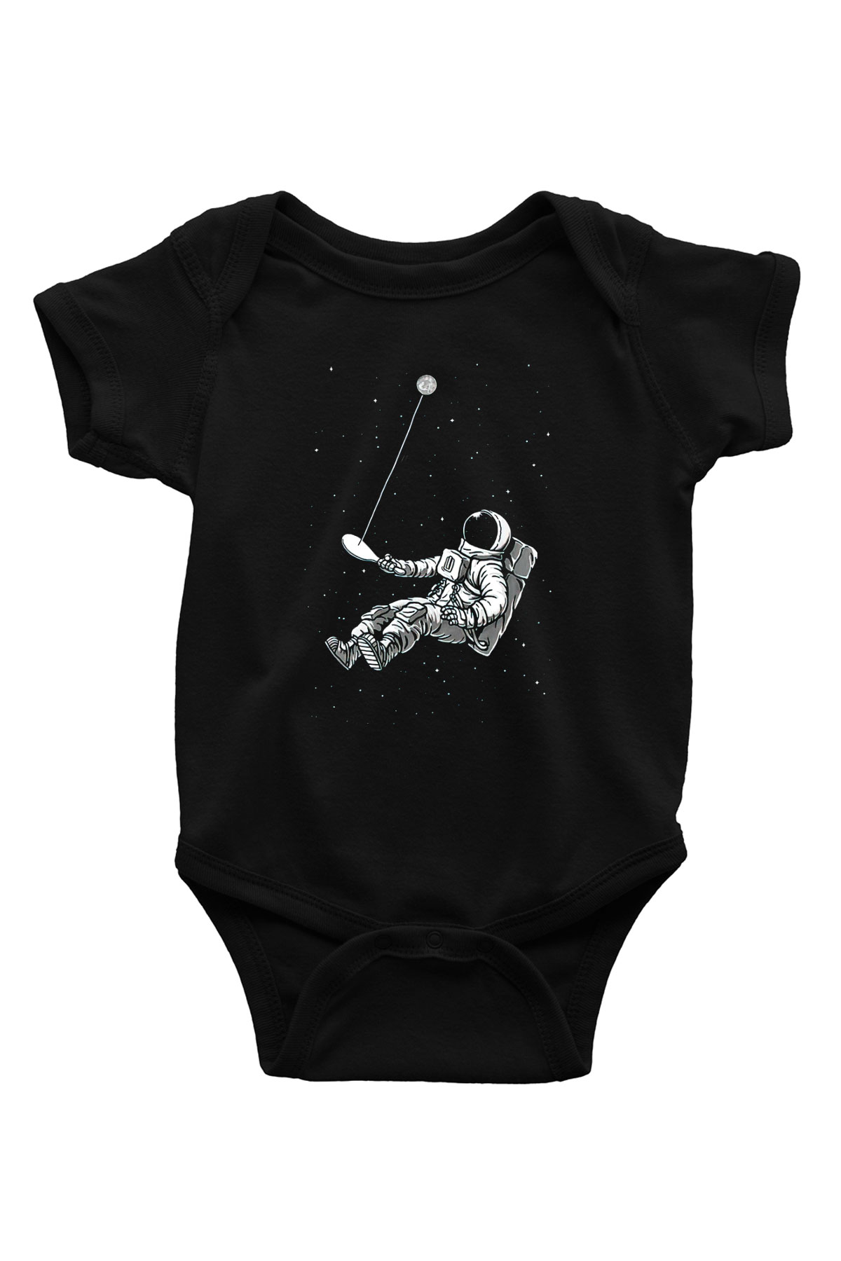 Astronot Baskılı Siyah Bebek Body - Zıbın