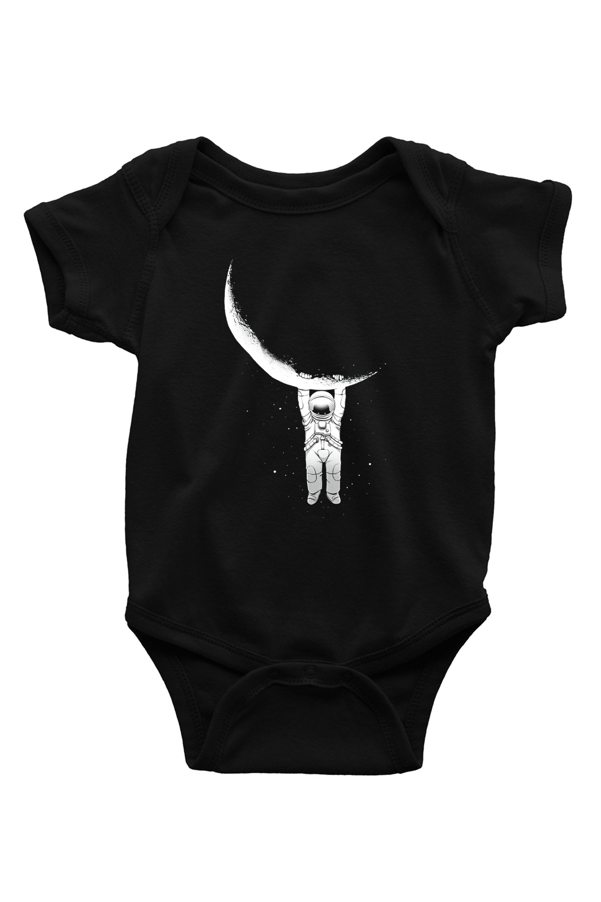 Astronot Baskılı Siyah Bebek Body - Zıbın