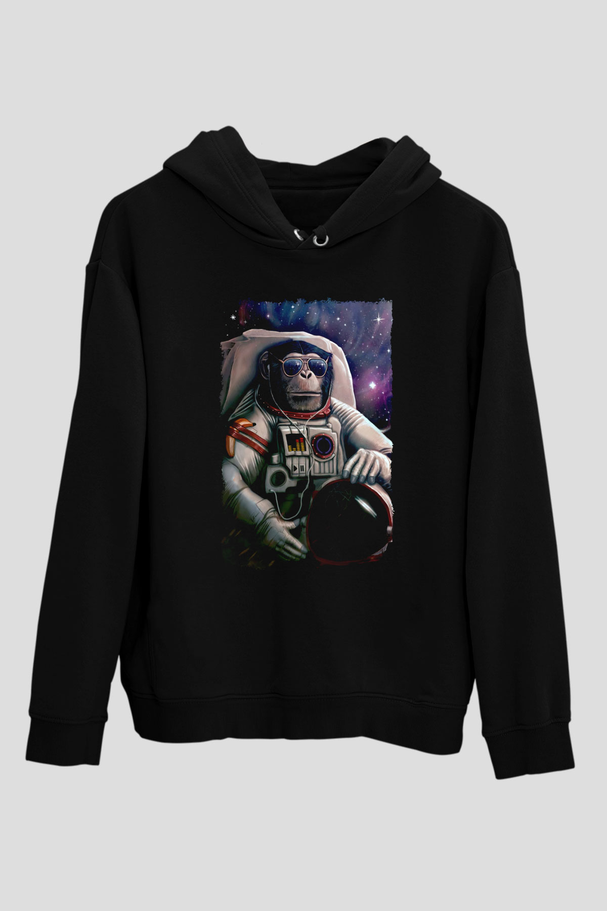 Astronot MaymunSiyah  Unisex Hoodie