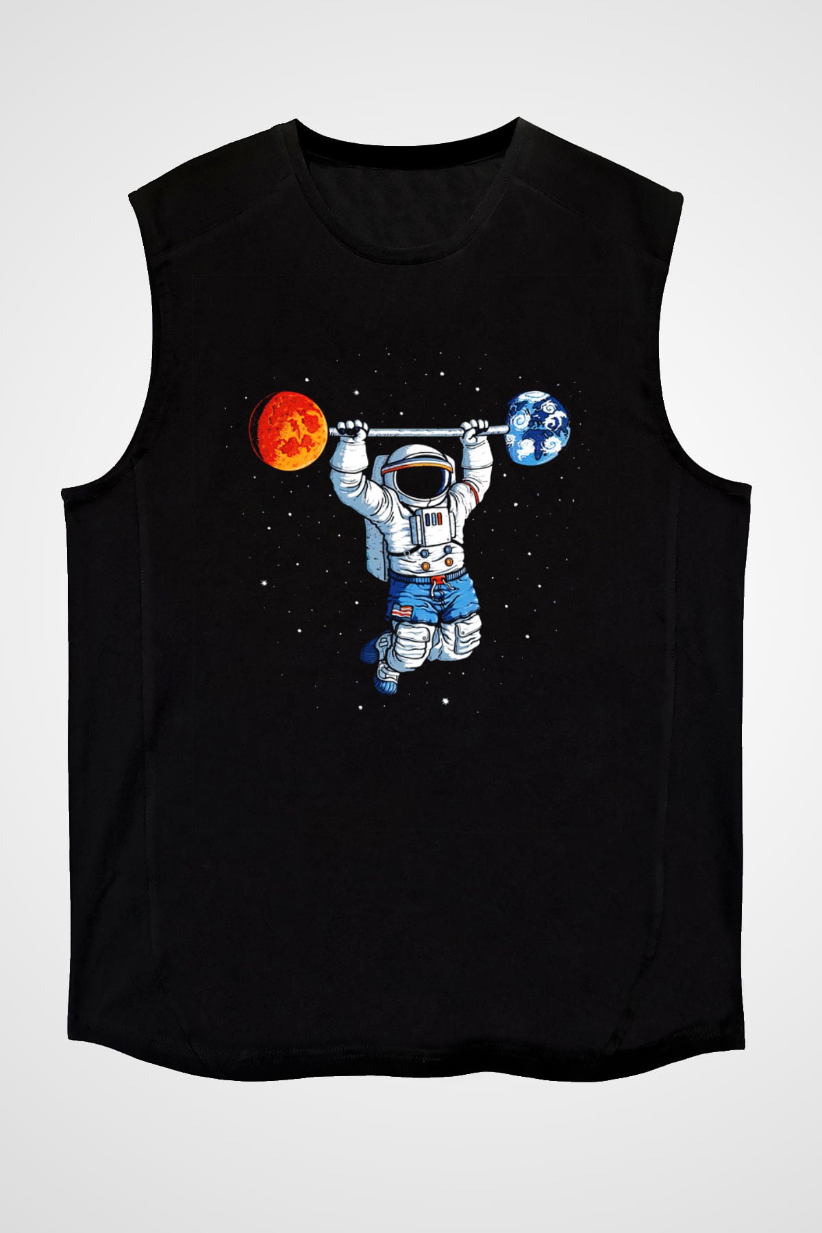 Astronot Siyah Unisex Kolsuz Tişört