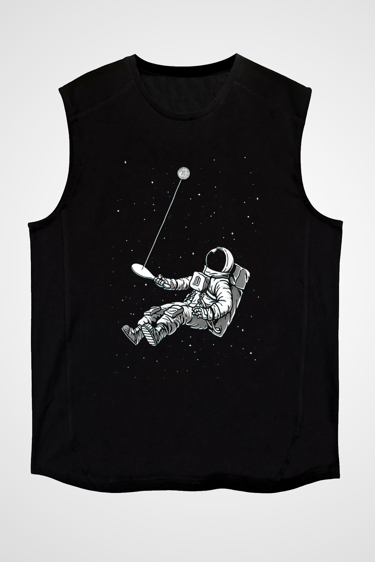 Astronot Siyah Unisex Kolsuz Tişört