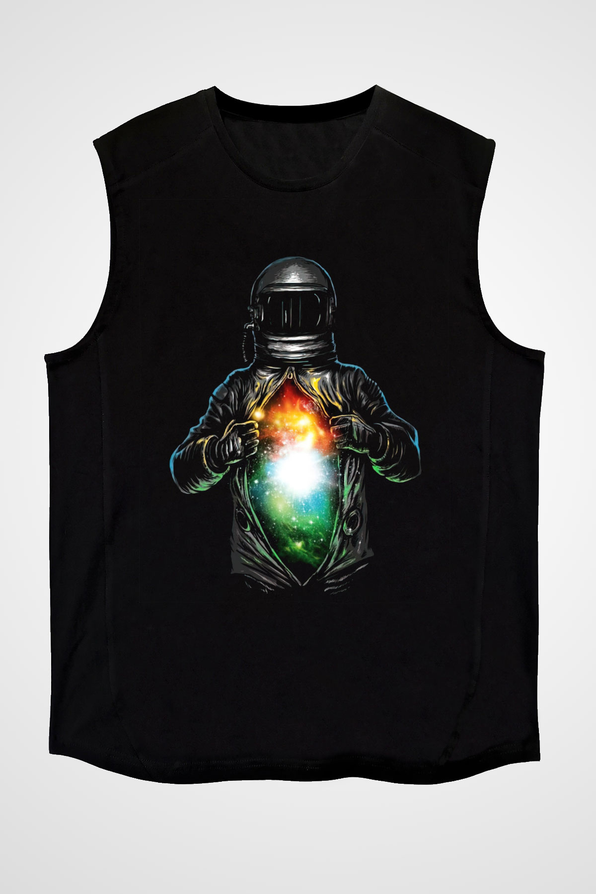 Astronot Siyah Unisex Kolsuz Tişört