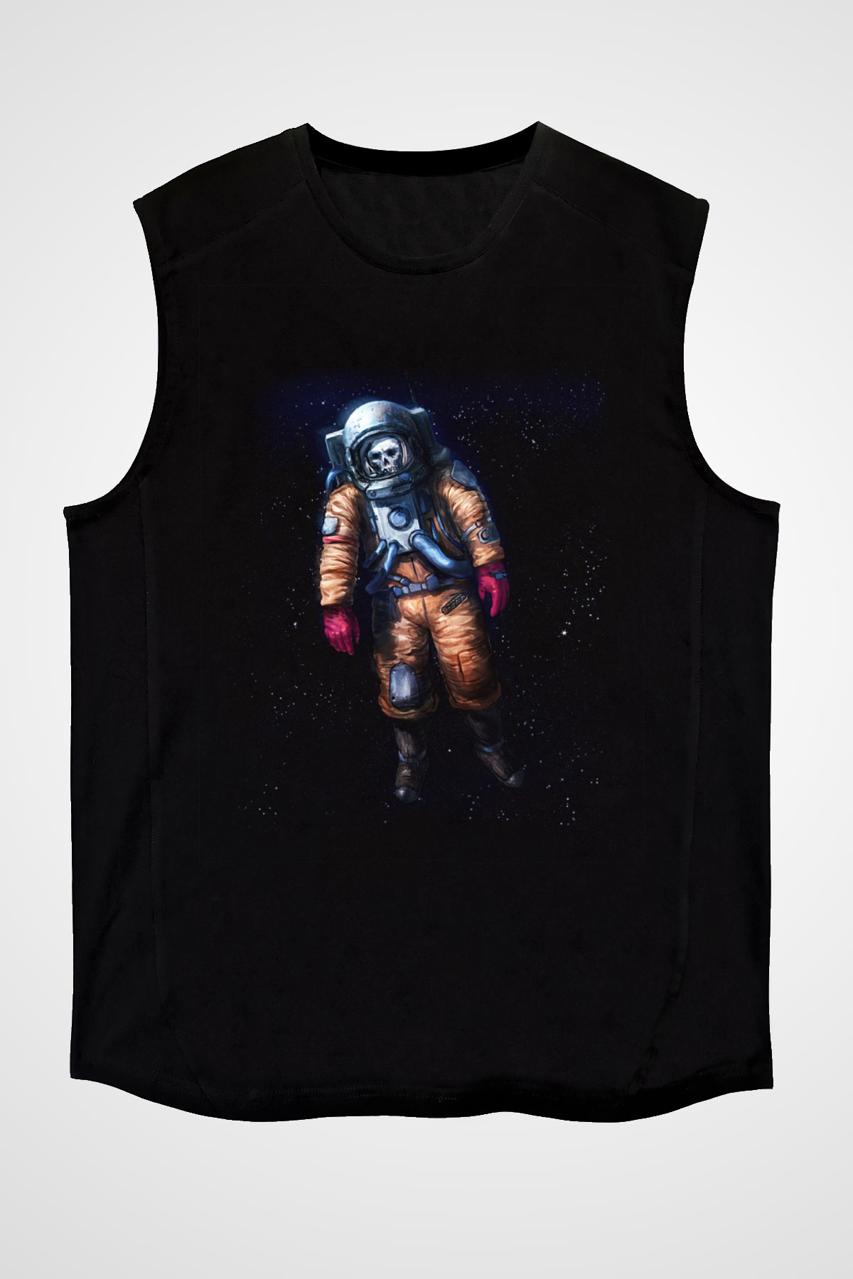 Astronot Siyah Unisex Kolsuz Tişört