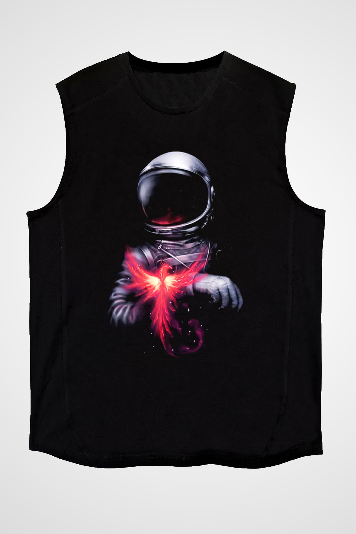 Astronot Siyah Unisex Kolsuz Tişört