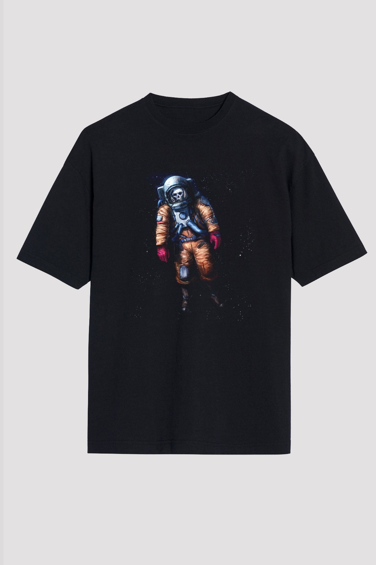Astronot Siyah Unisex Oversize Tişört T-Shirt