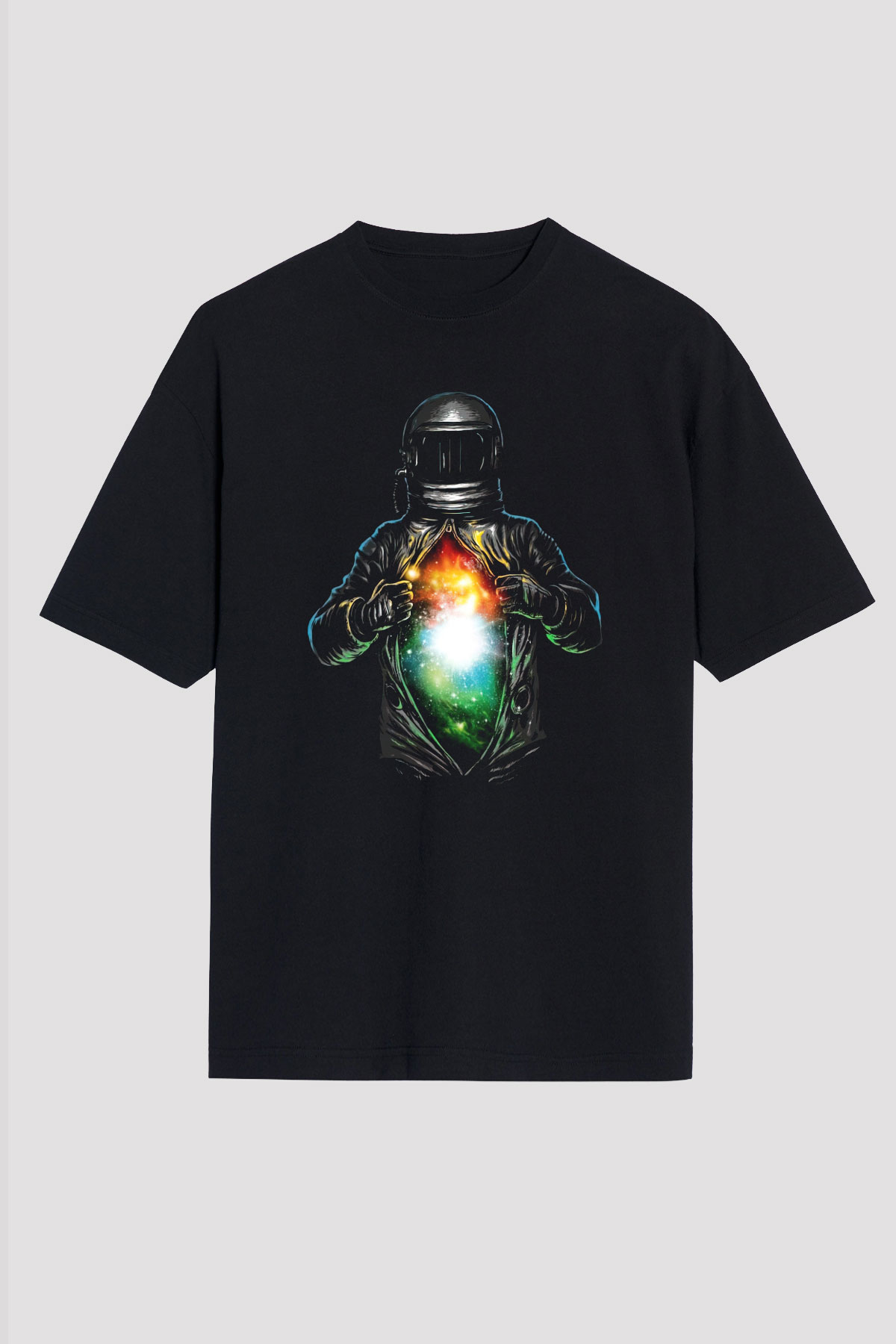 Astronot Siyah Unisex Oversize Tişört T-Shirt