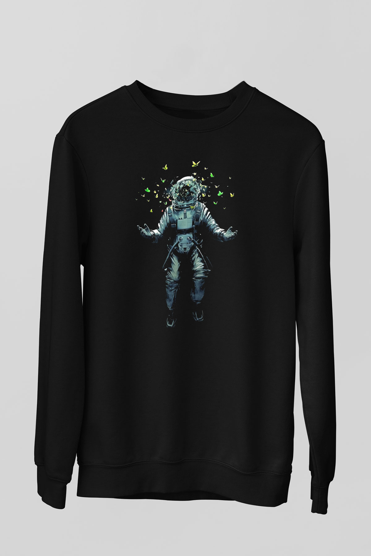 Astronot Siyah Unisex Sweatshirt