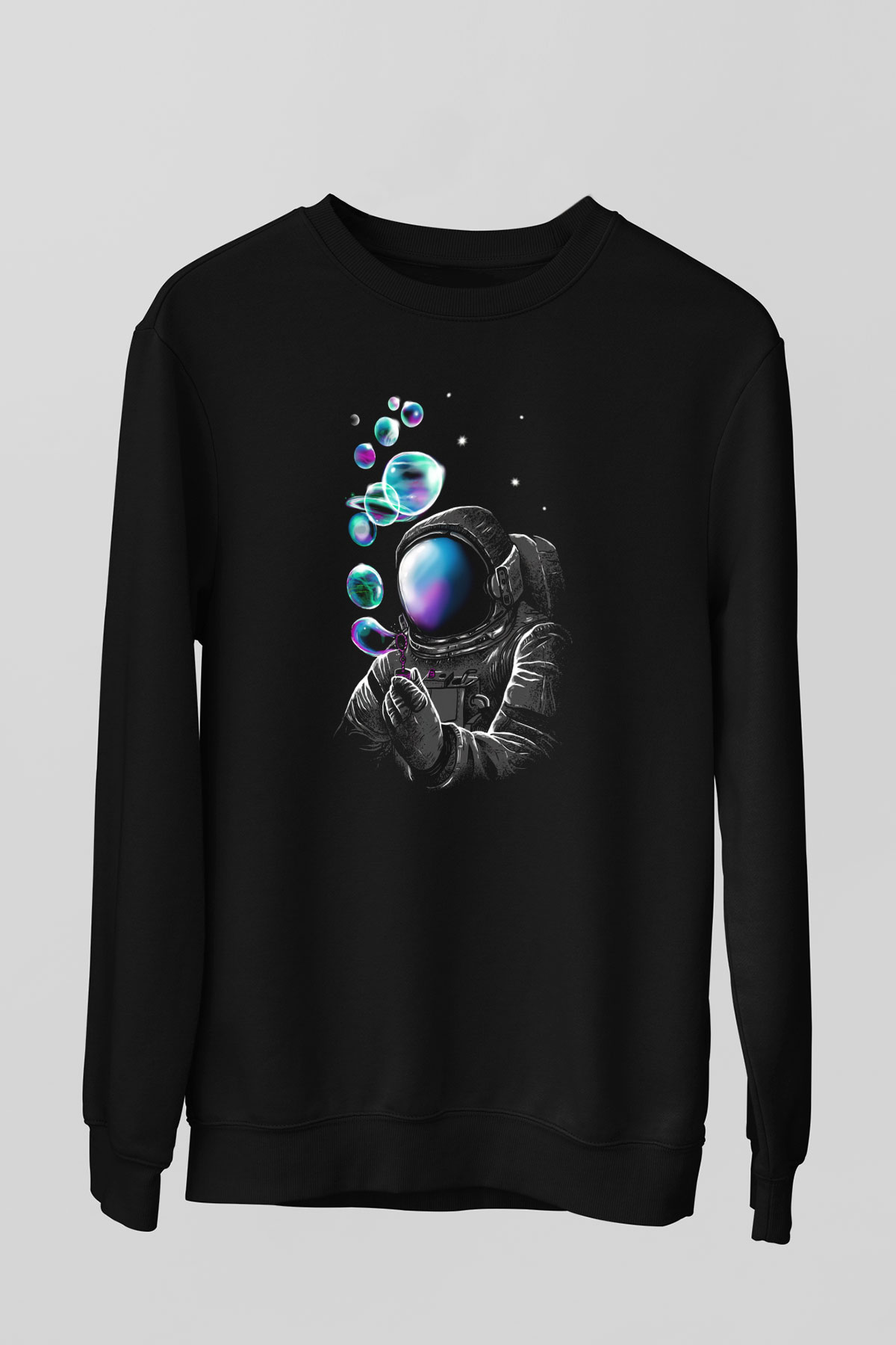Astronot Siyah Unisex Sweatshirt