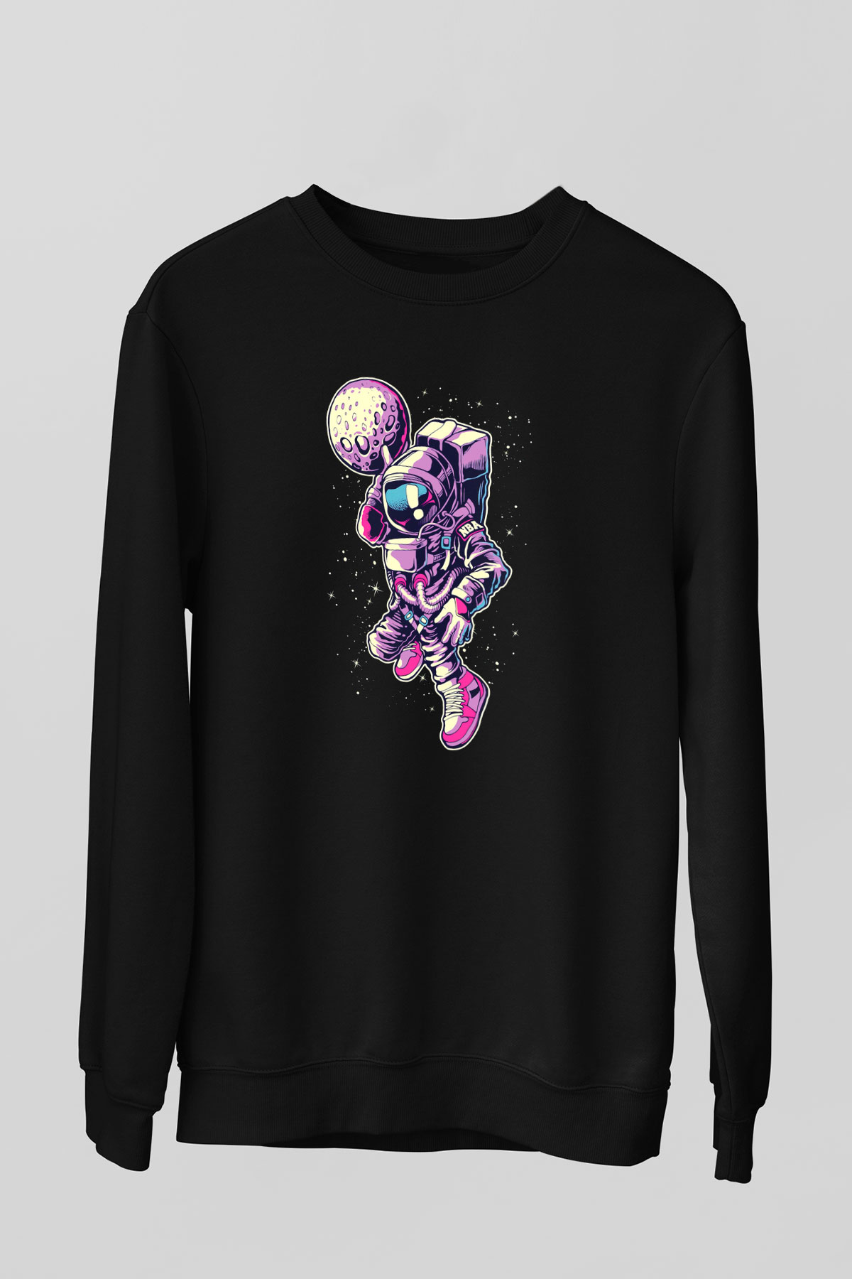 Astronot Siyah Unisex Sweatshirt