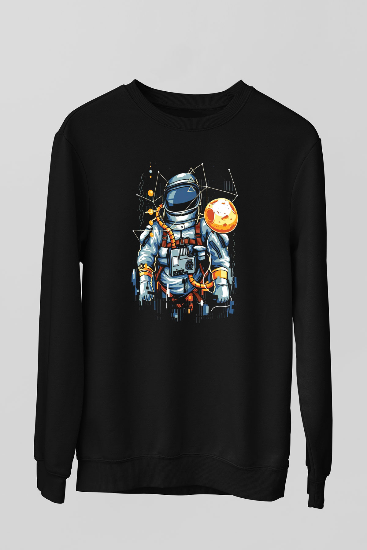 Astronot Siyah Unisex Sweatshirt