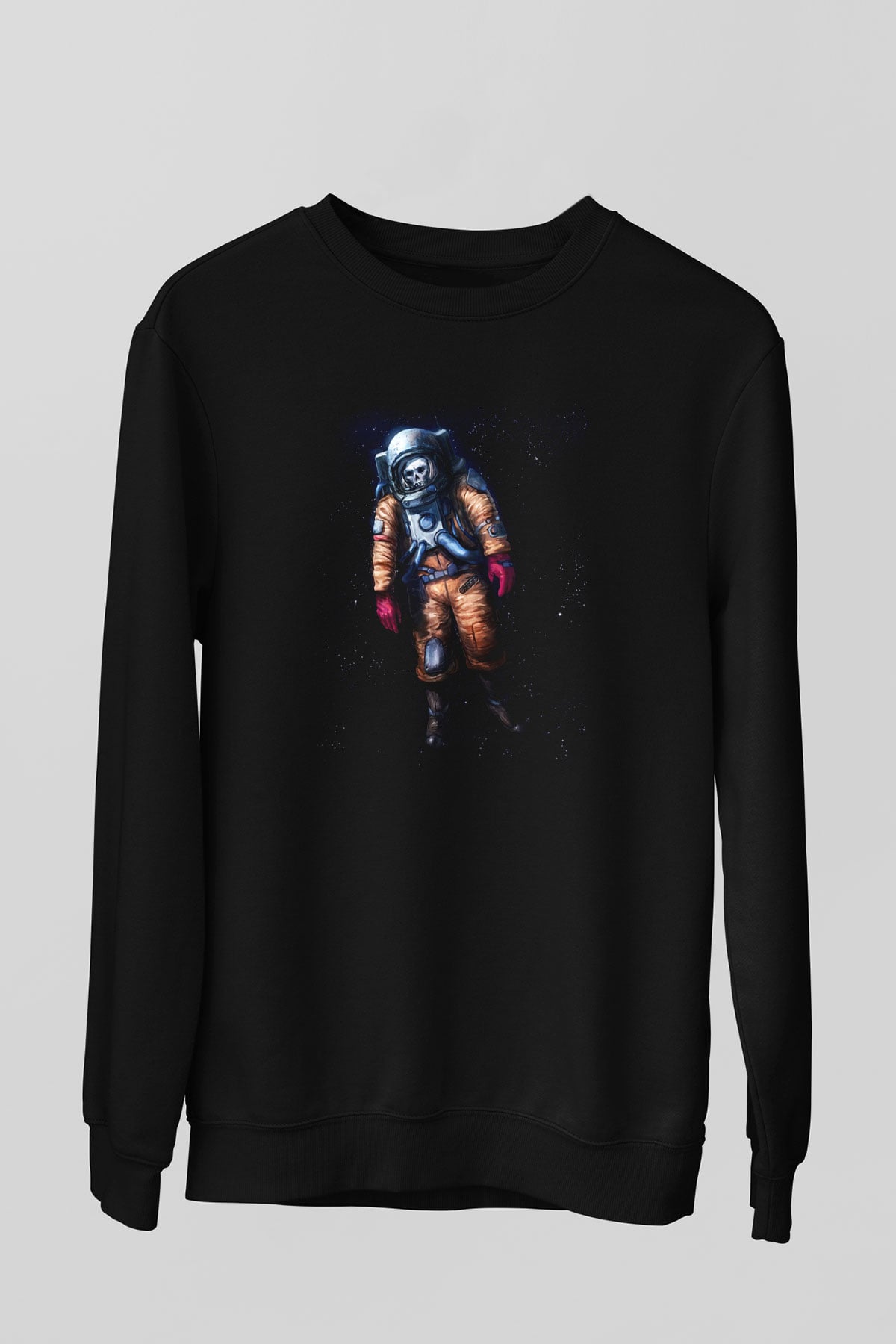 Astronot Siyah Unisex Sweatshirt