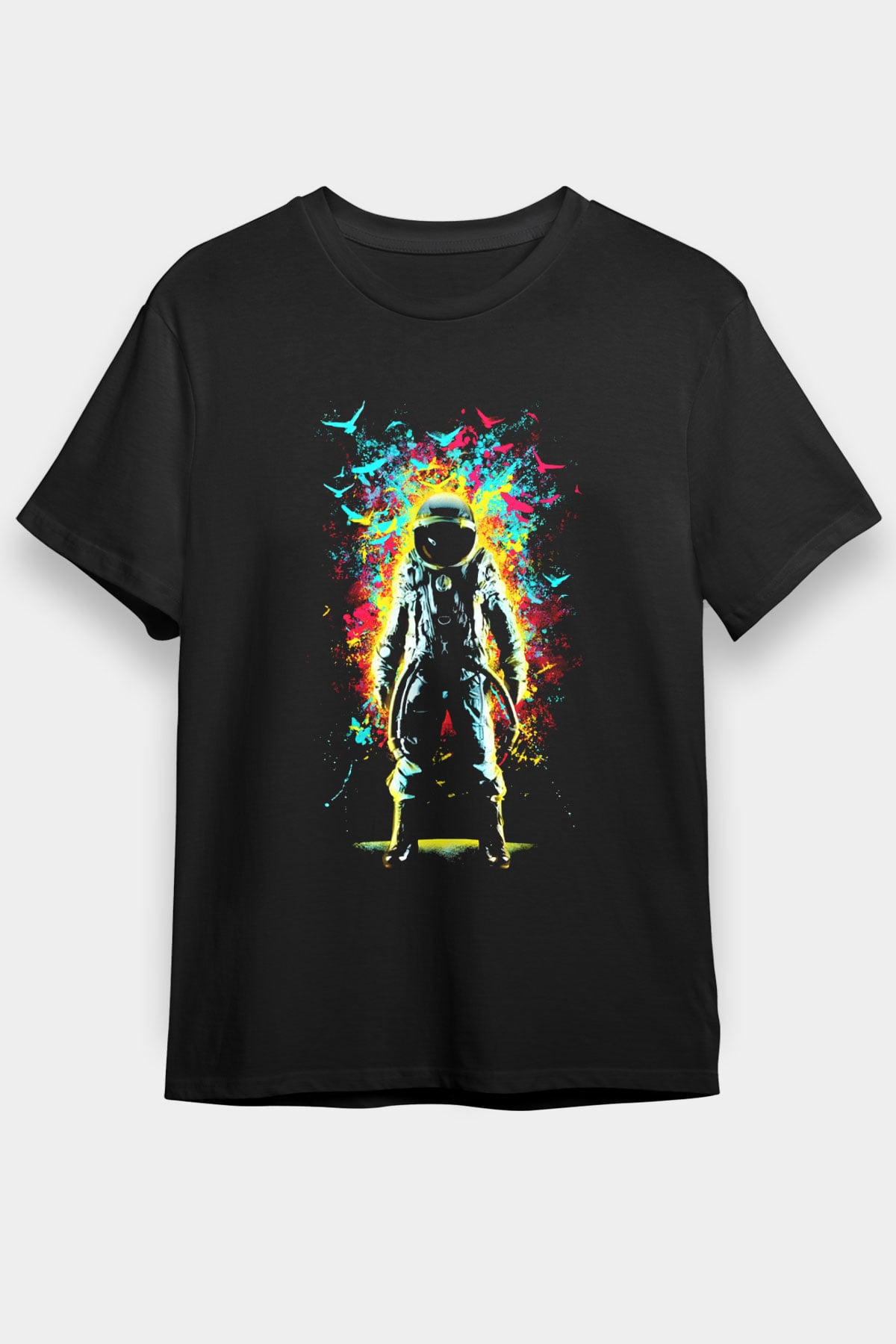 Astronot Siyah Unisex Tişört T-Shirt - TişörtFabrikası