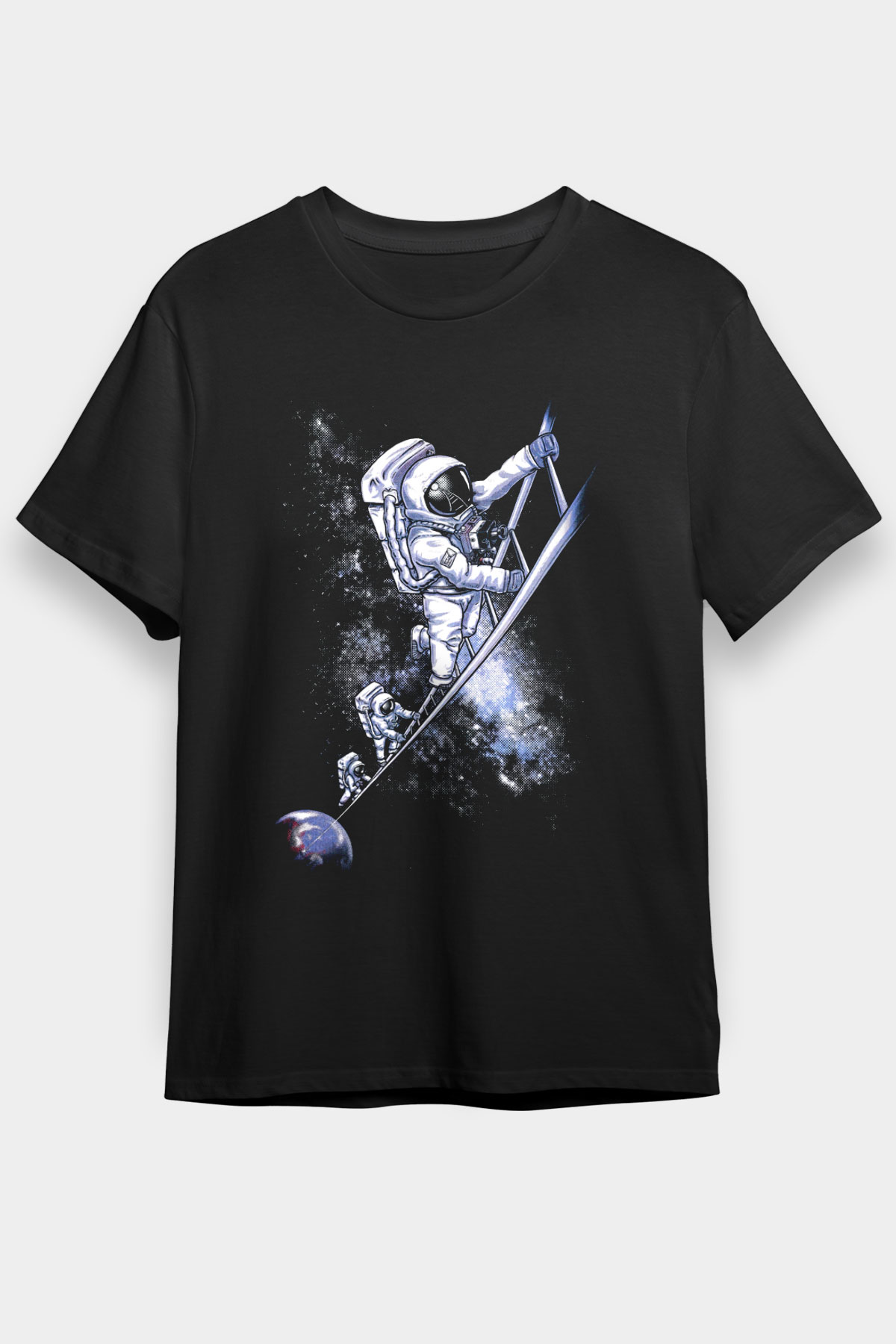 Astronot Siyah Unisex Tişört T-Shirt - TişörtFabrikası