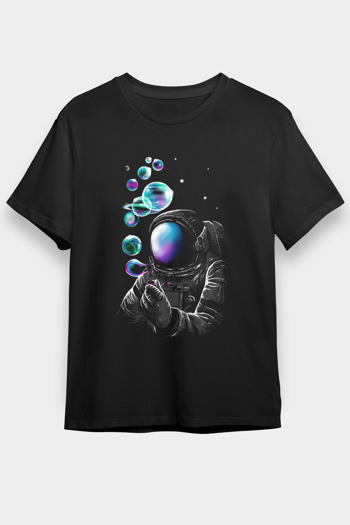 Astronot Siyah Unisex Tişört T-Shirt - TişörtFabrikası