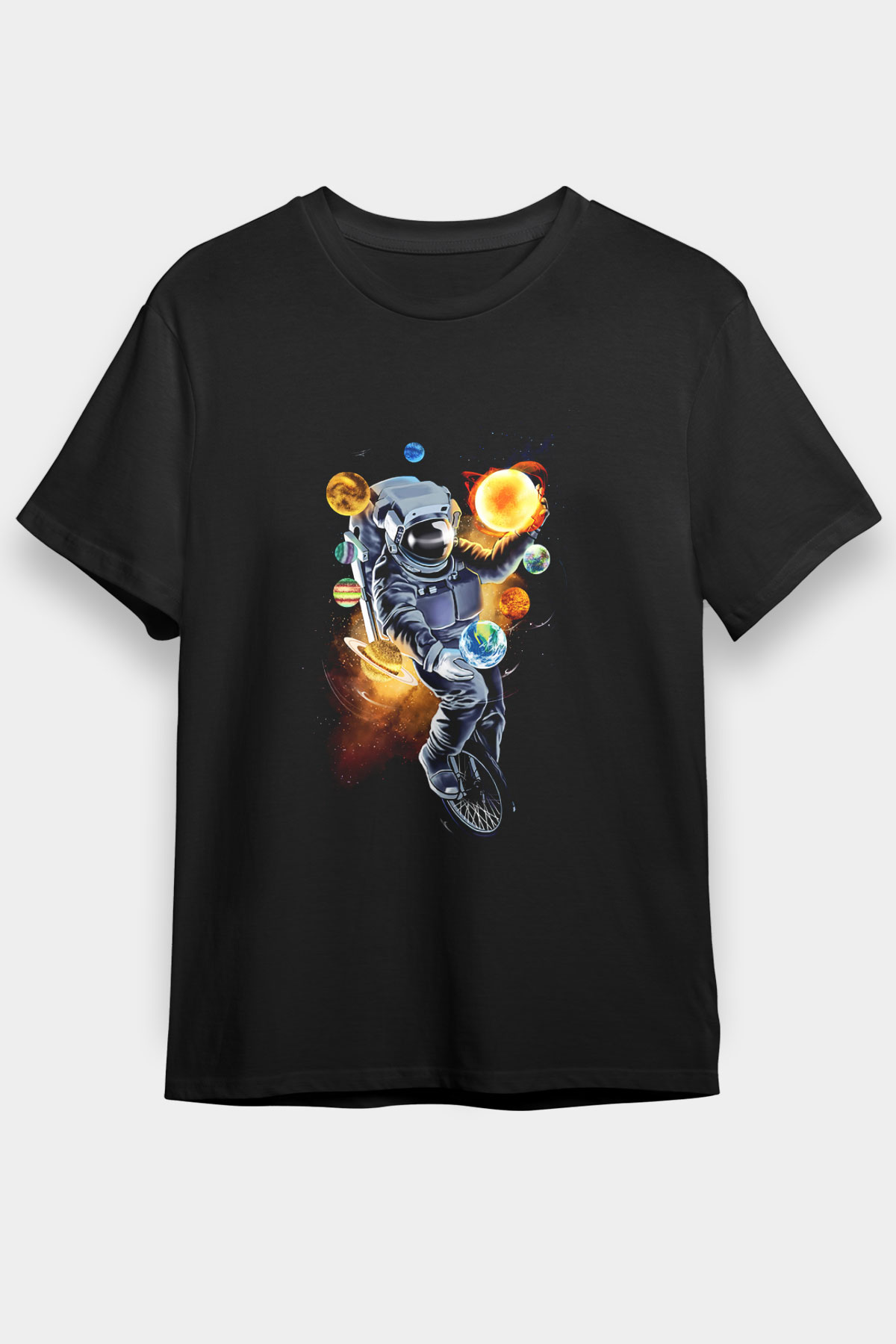 Astronot Siyah Unisex Tişört T-Shirt - TişörtFabrikası
