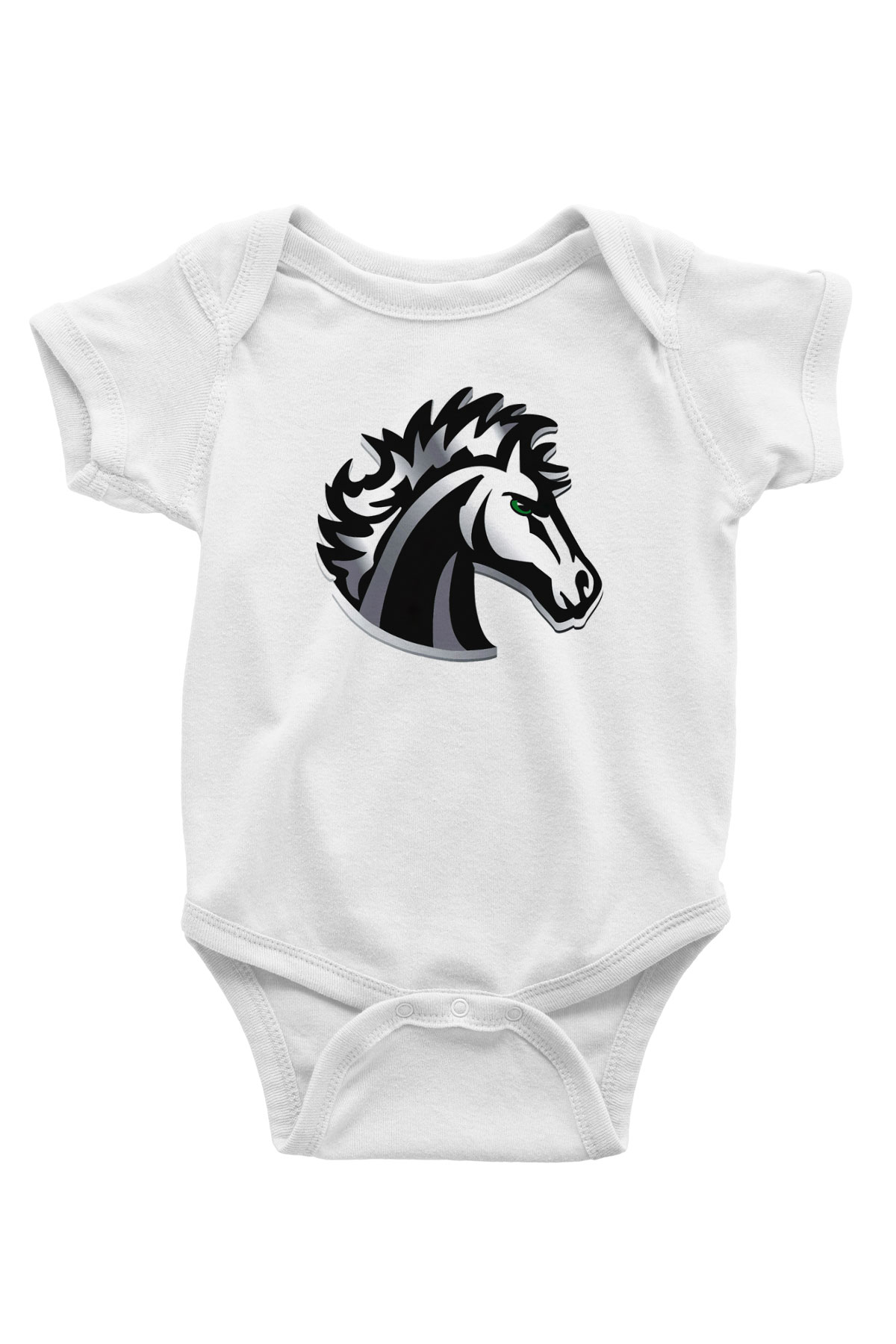 At Baskılı Beyaz Unisex Bebek Body - Zıbın