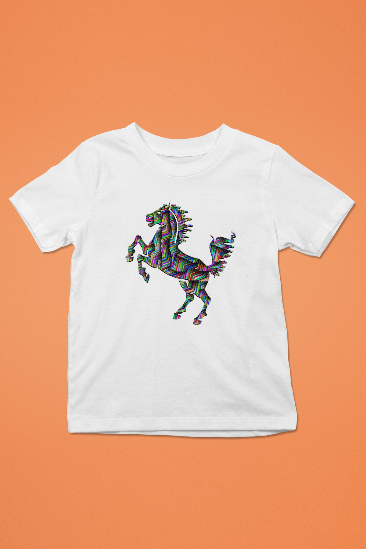 At Baskılı Beyaz Unisex Çocuk Tişört