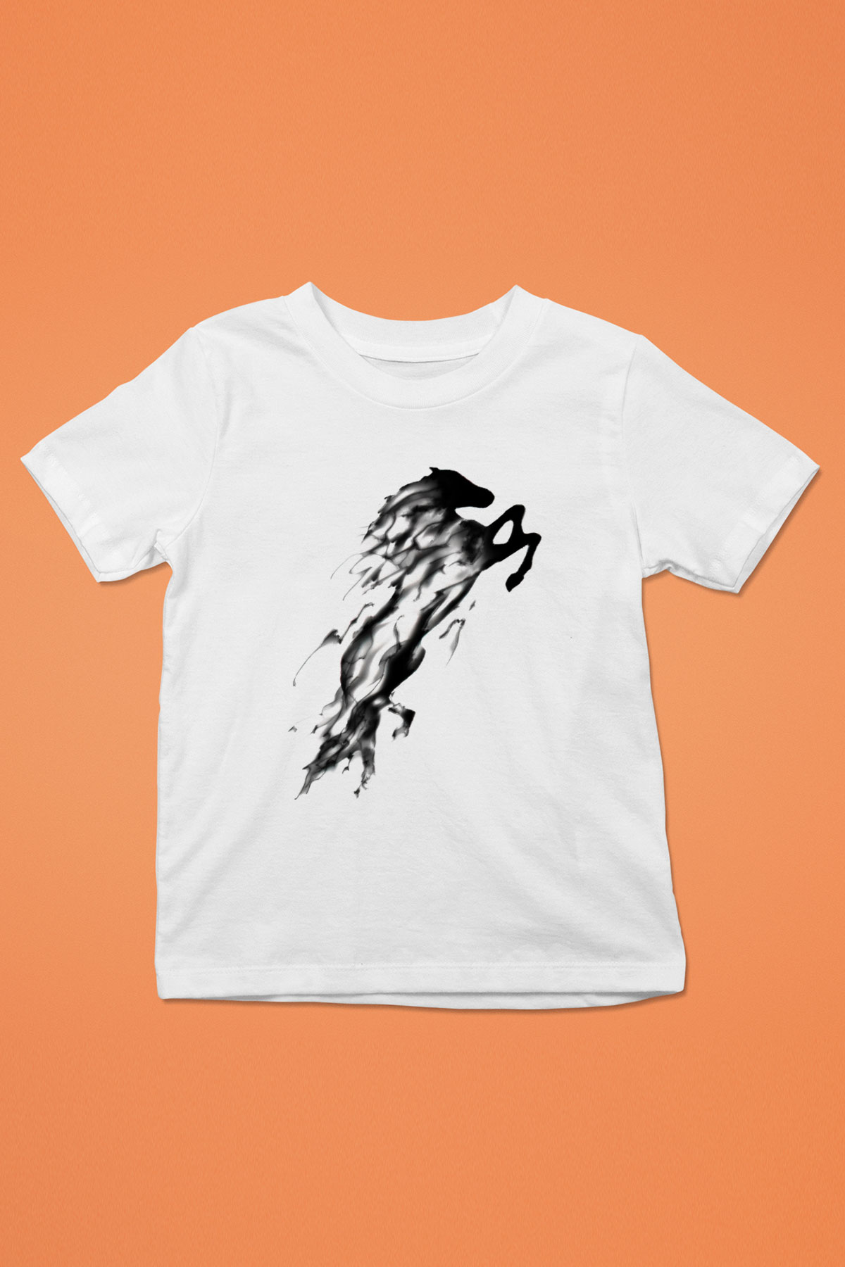 At Baskılı Beyaz Unisex Çocuk Tişört