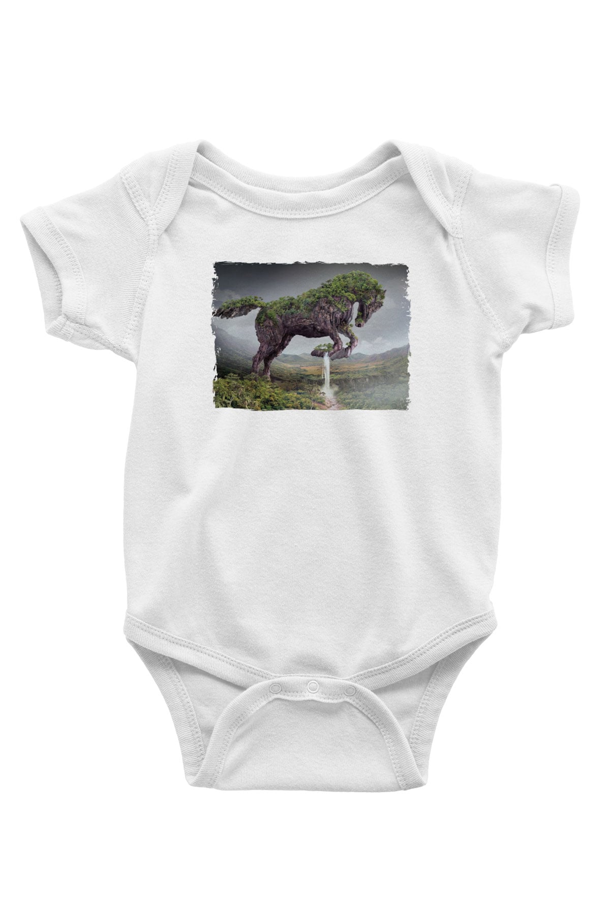 At BaskılıBeyaz  Bebek Body - Zıbın