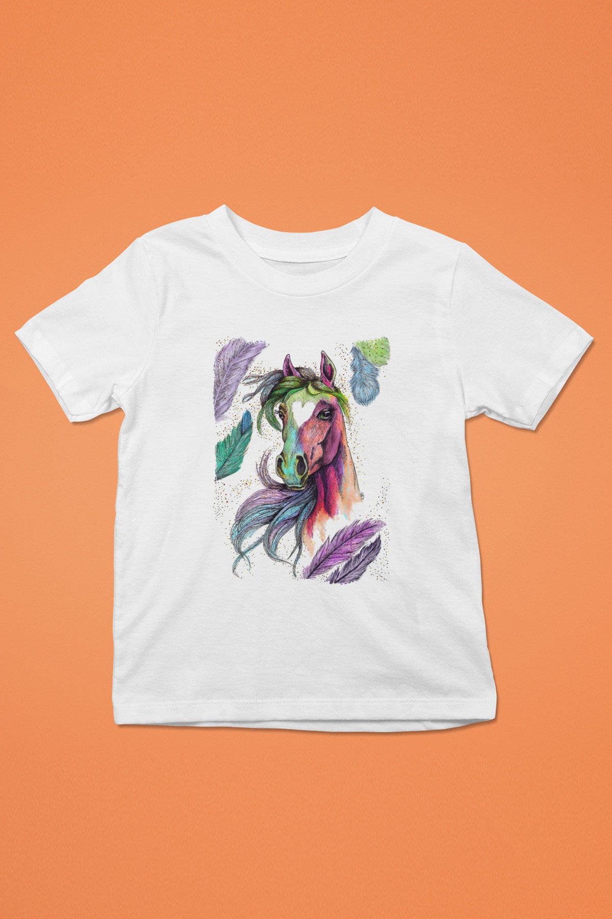 At Beyaz Unisex Çocuk Tişört