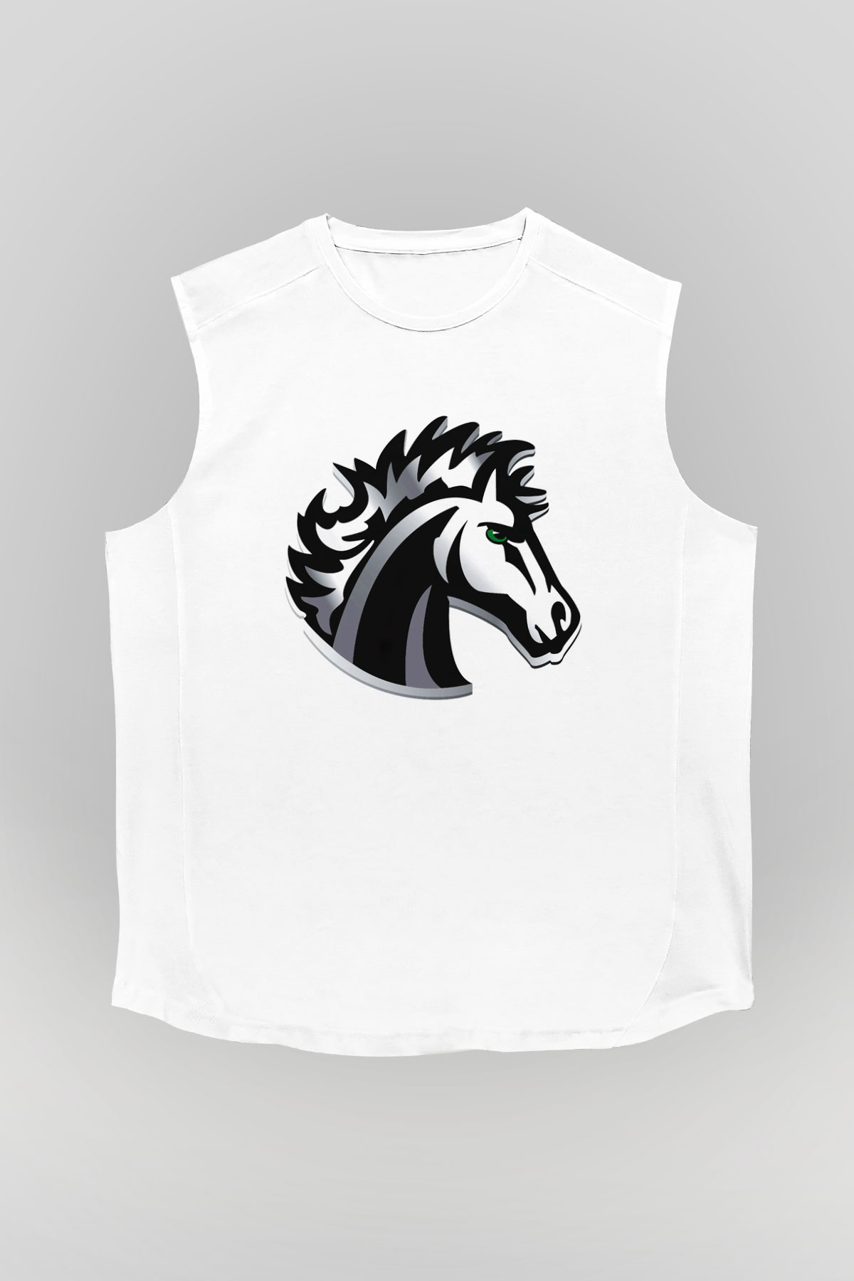 At Beyaz Unisex Kolsuz Tişört