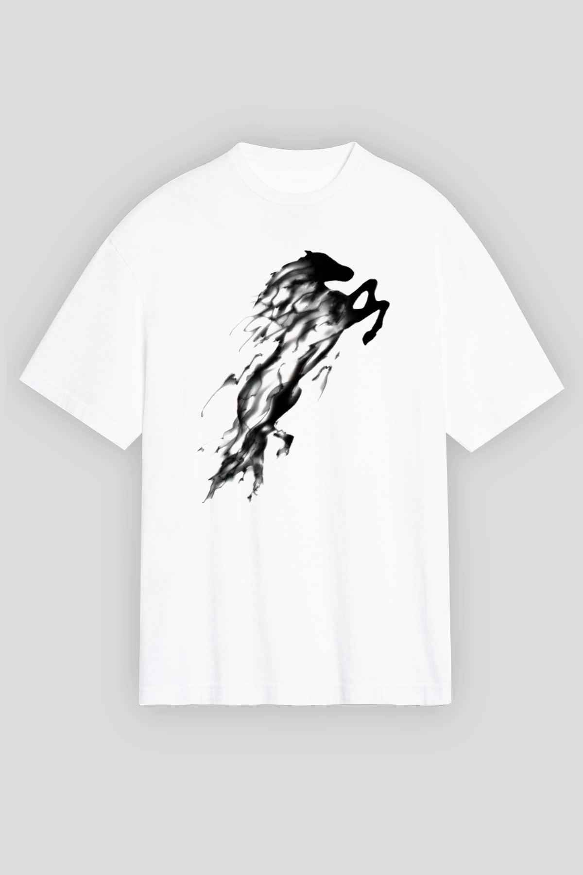 At Beyaz Unisex Oversize Tişört T-Shirt