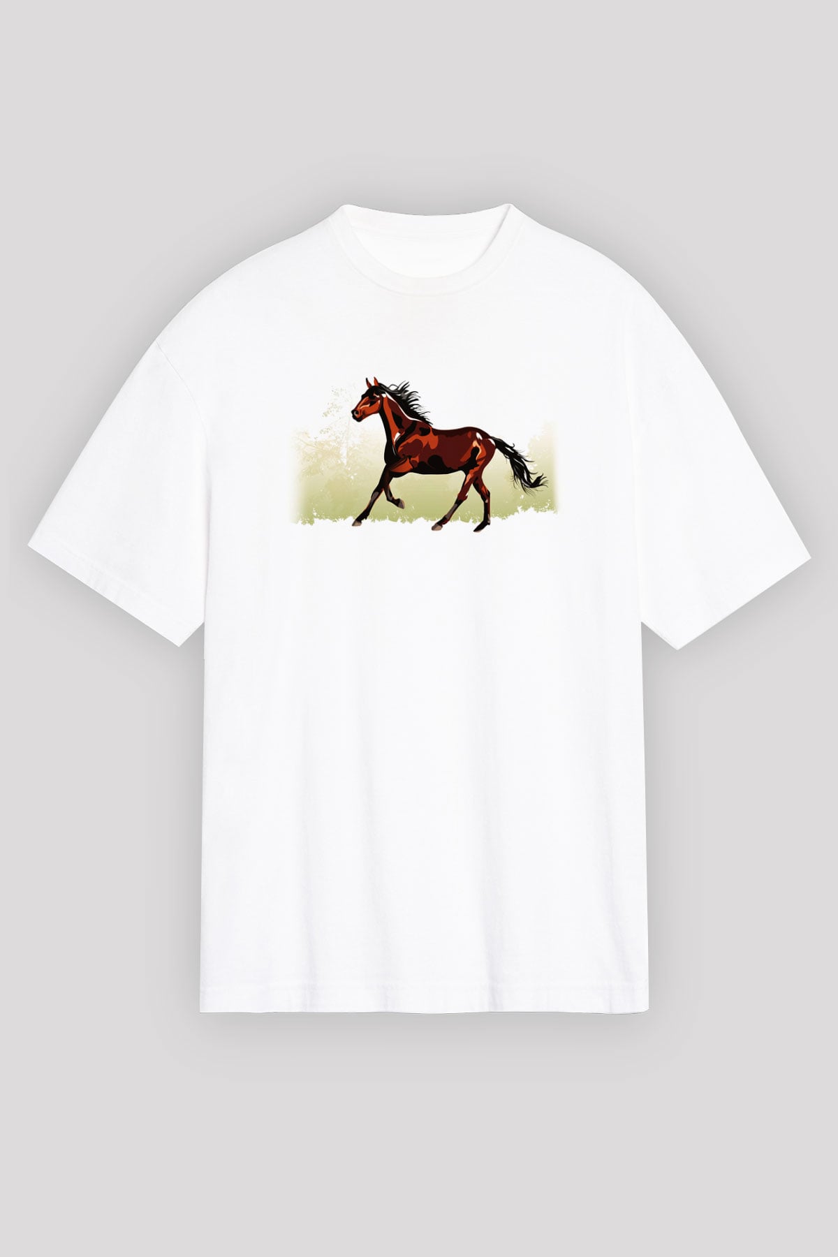 At Beyaz Unisex Oversize Tişört T-Shirt