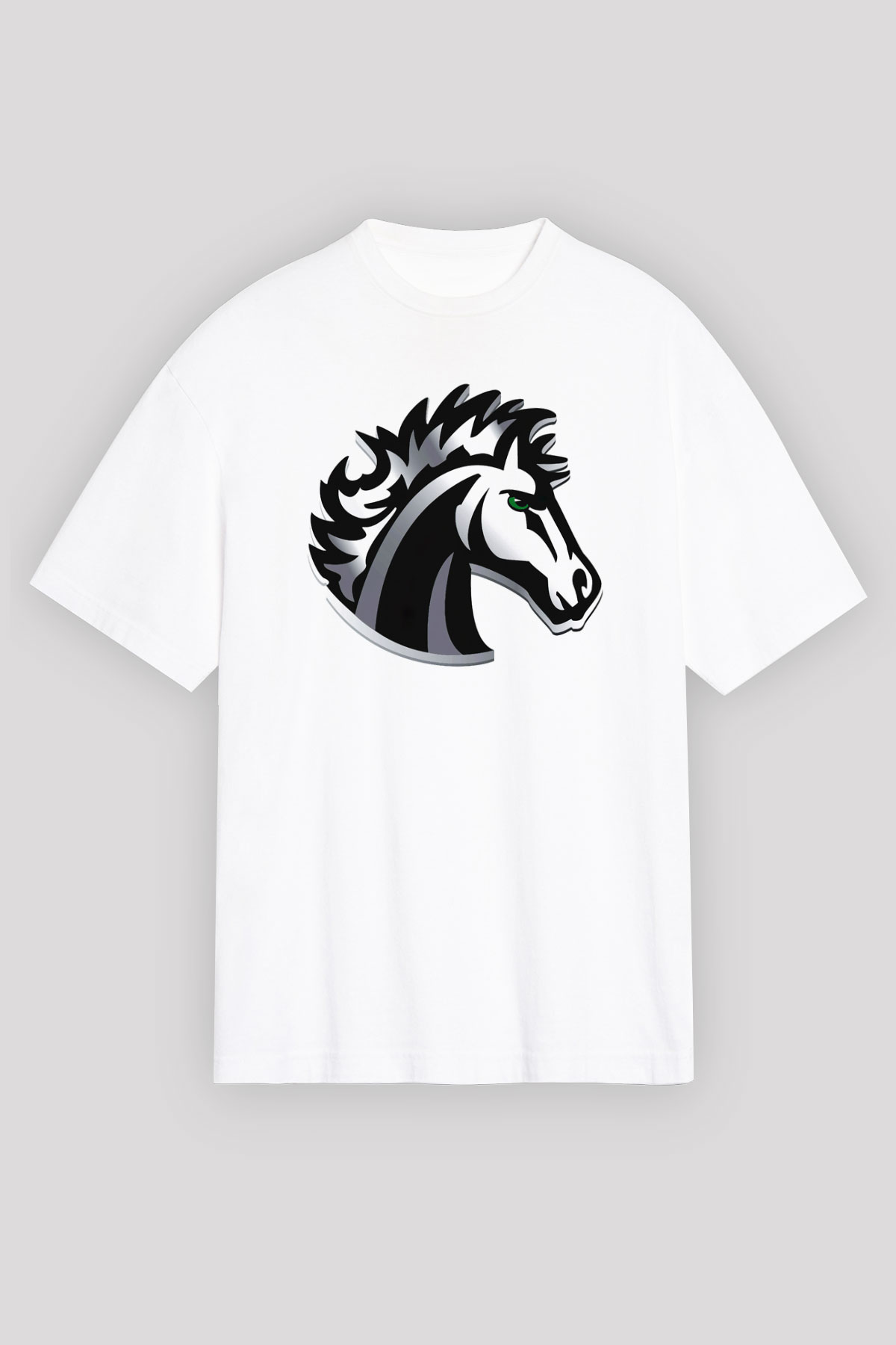 At Beyaz Unisex Oversize Tişört T-Shirt